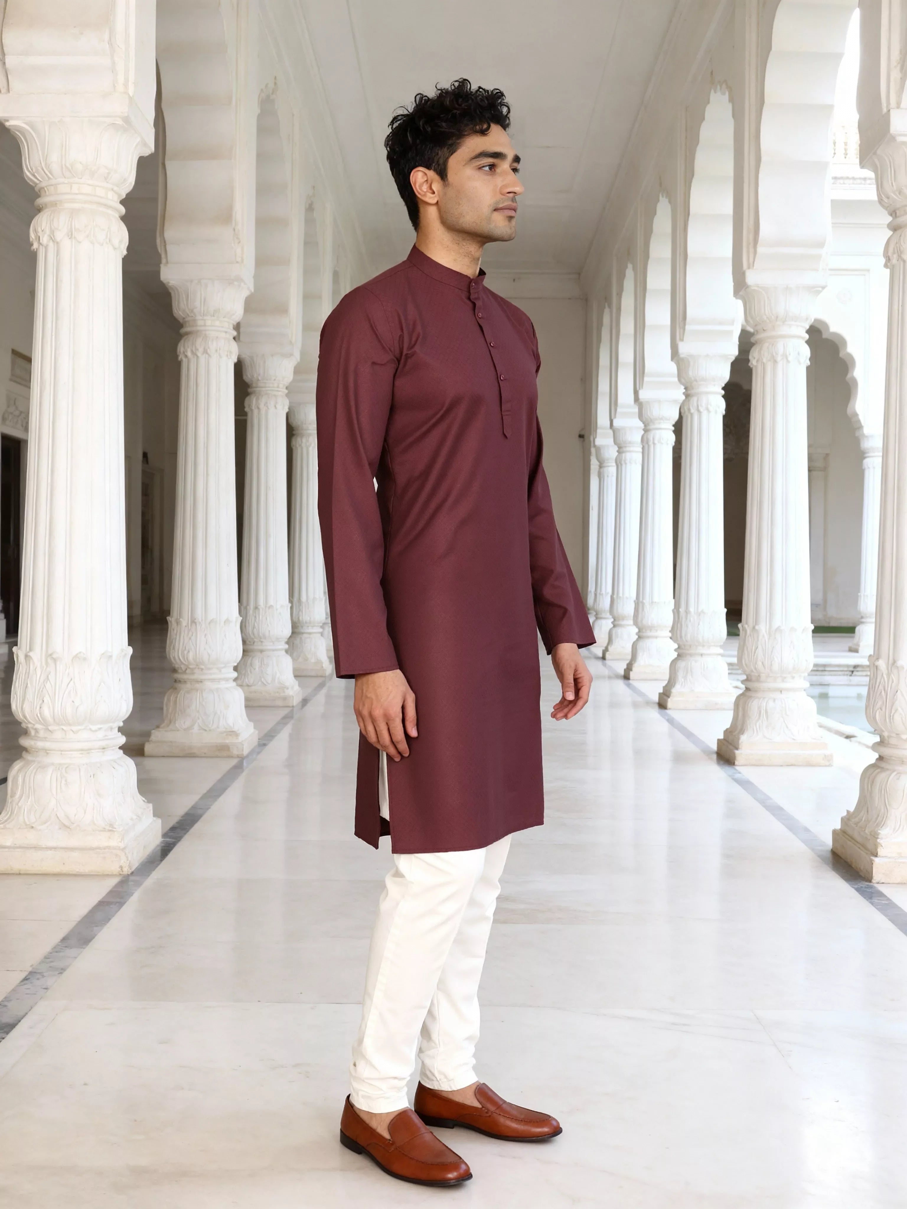 Self Design Cotton Men's Kurta Pyjama Set