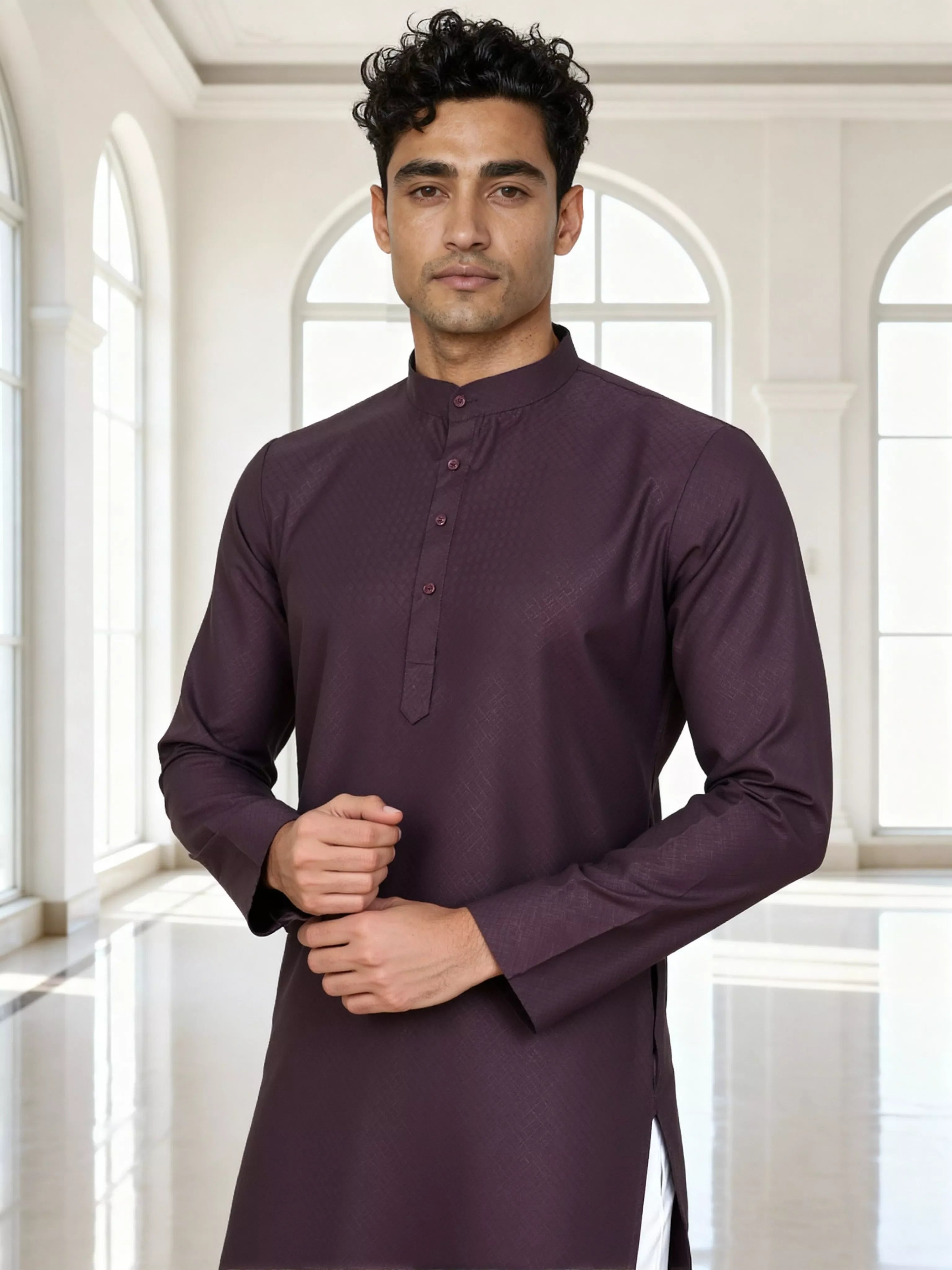 Self Design Cotton Men's Kurta Pyjama Set
