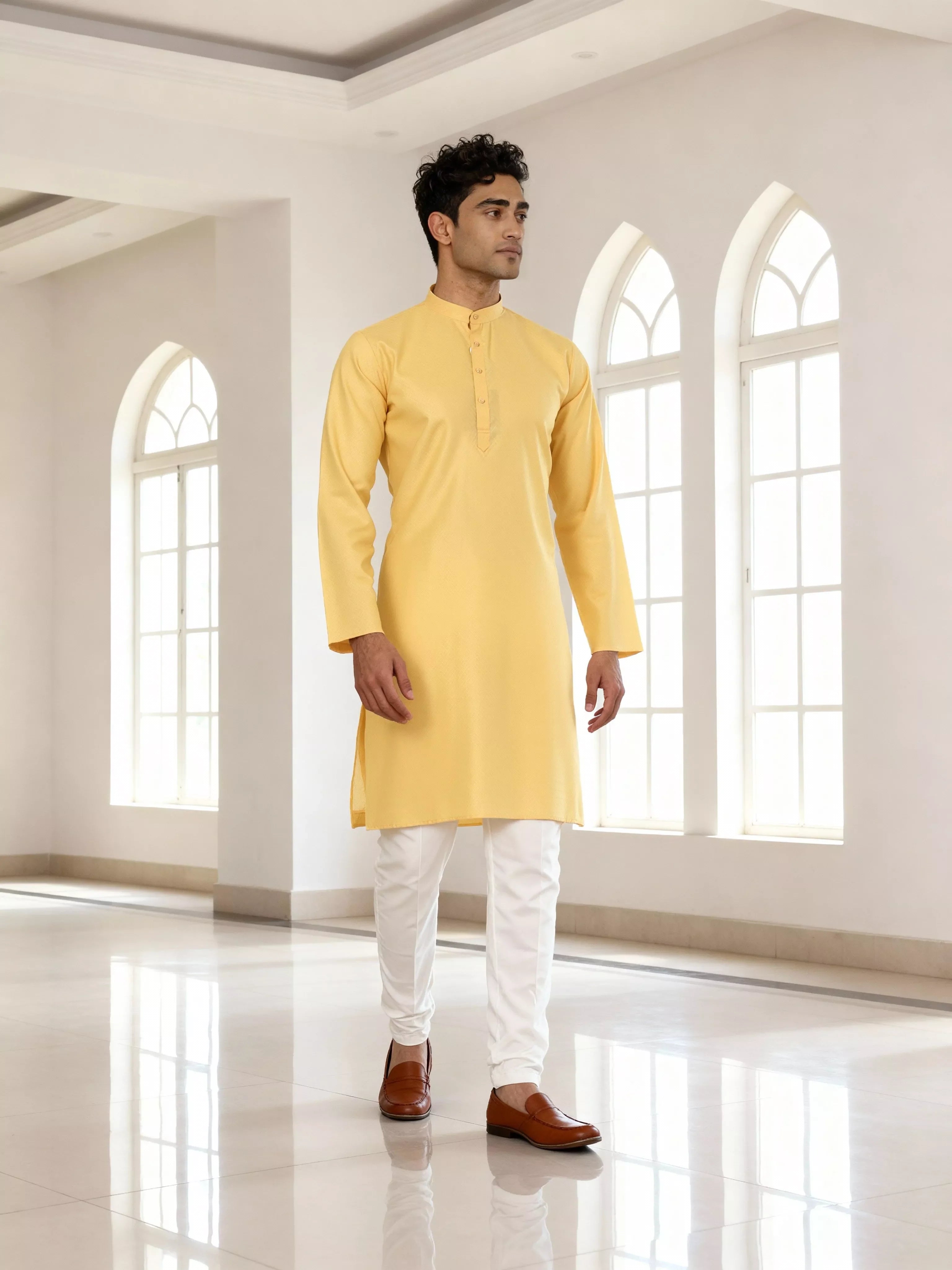 Self Design Cotton Men's Kurta Pyjama Set