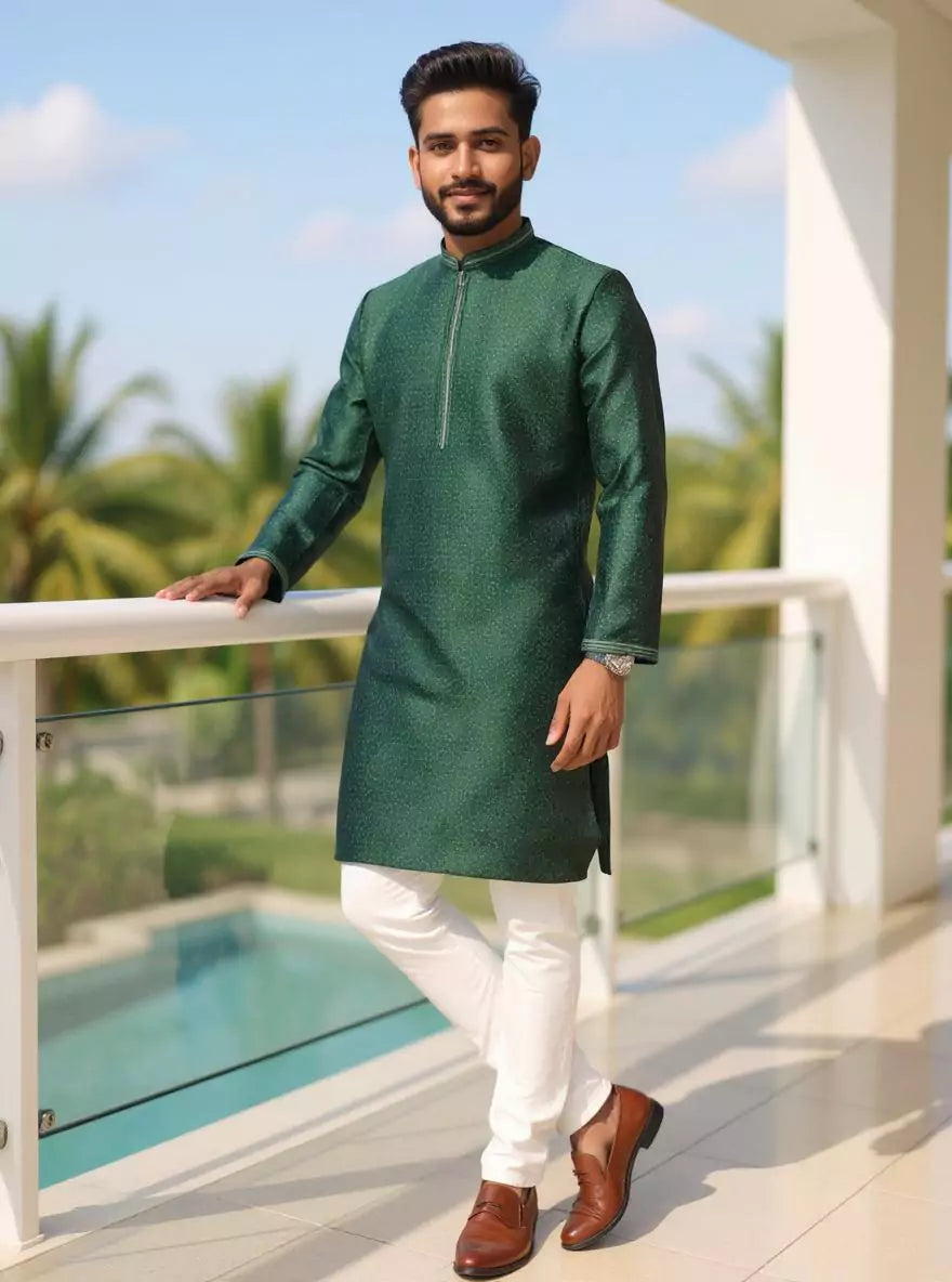 Image of Self Weaving with Zari Booti's Jacquard Kurta Pajama