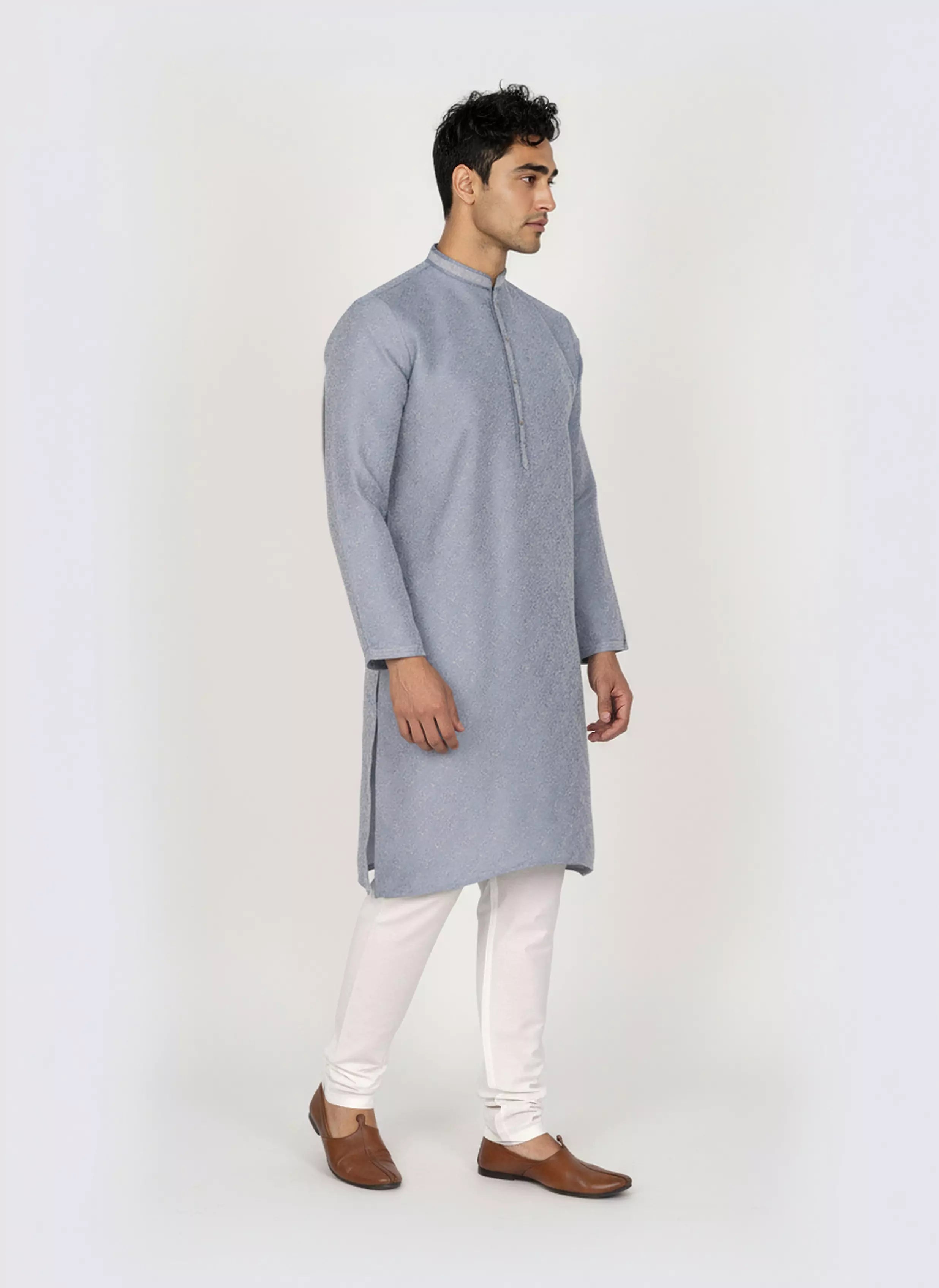 Men's Self Floral Weaving Jacquard Kurta Set