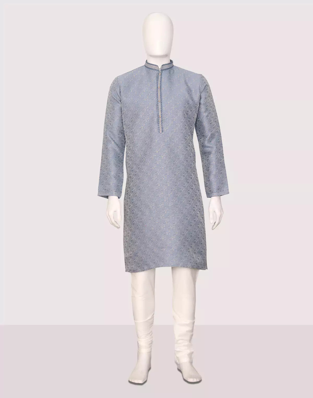 Men's Self Floral Weaving Jacquard Kurta Set