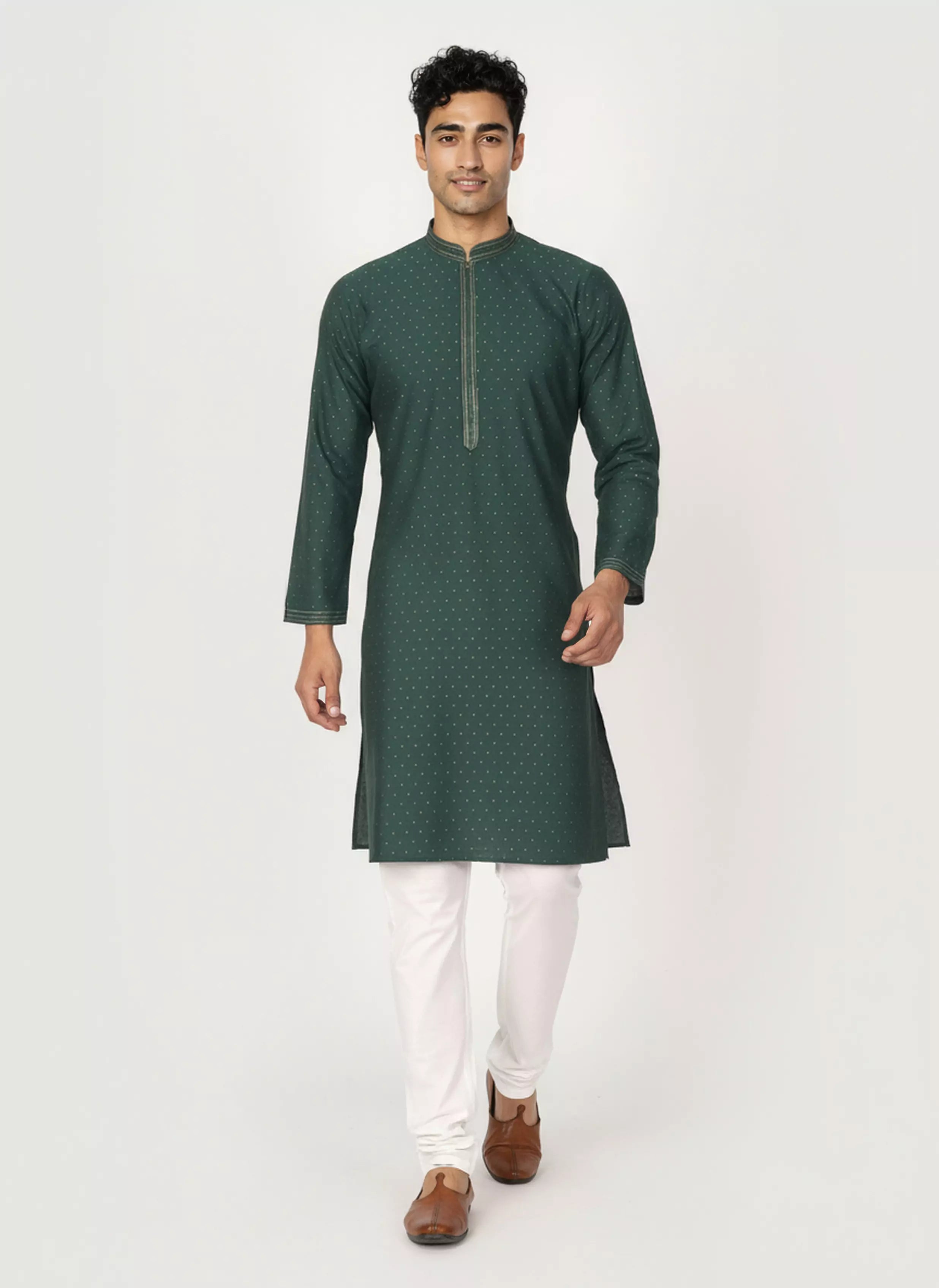 Self Thread with Zari Booti's Jacquard Kurta Pyjama Set