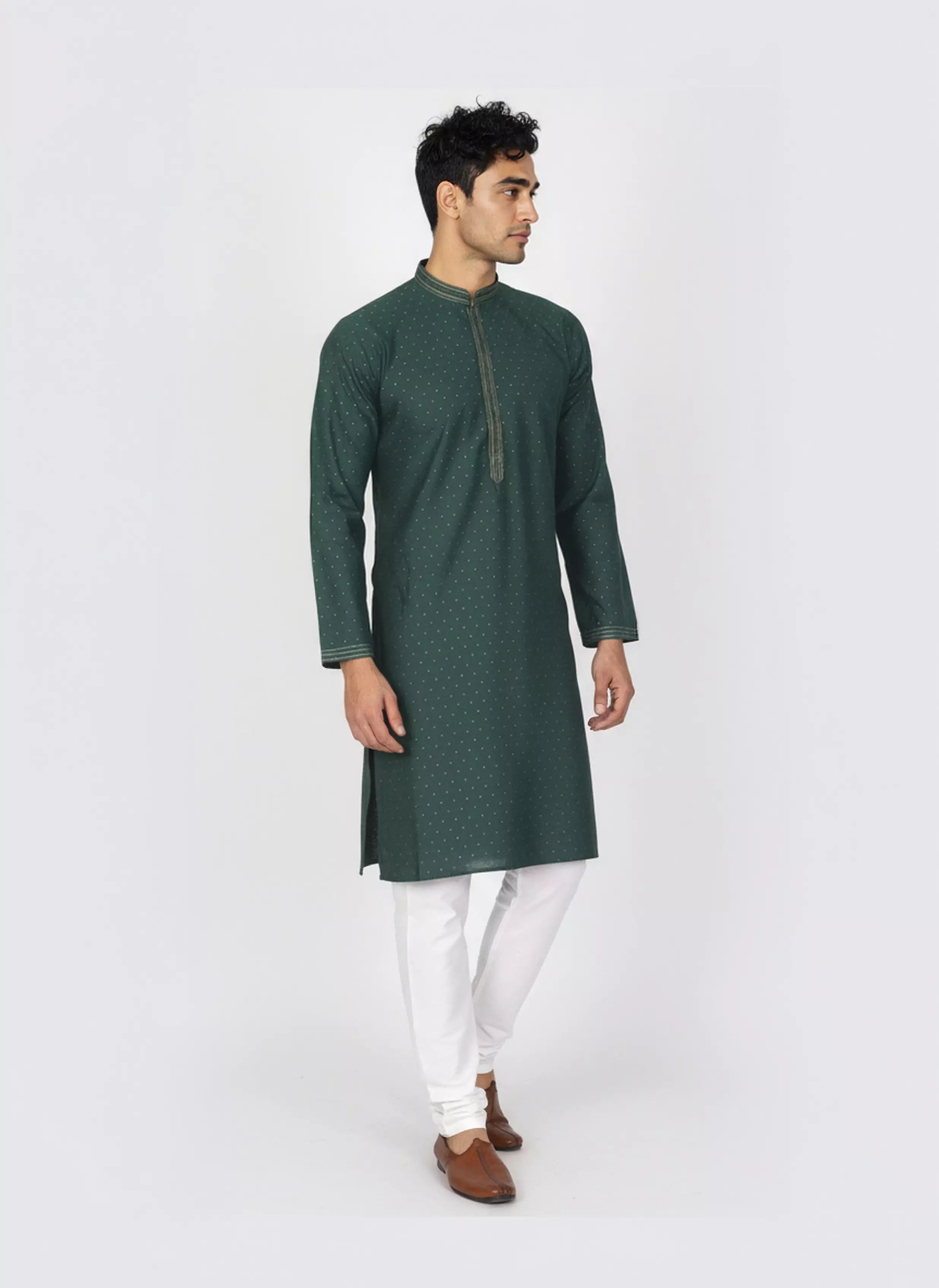 Self Thread with Zari Booti's Jacquard Kurta Pyjama Set