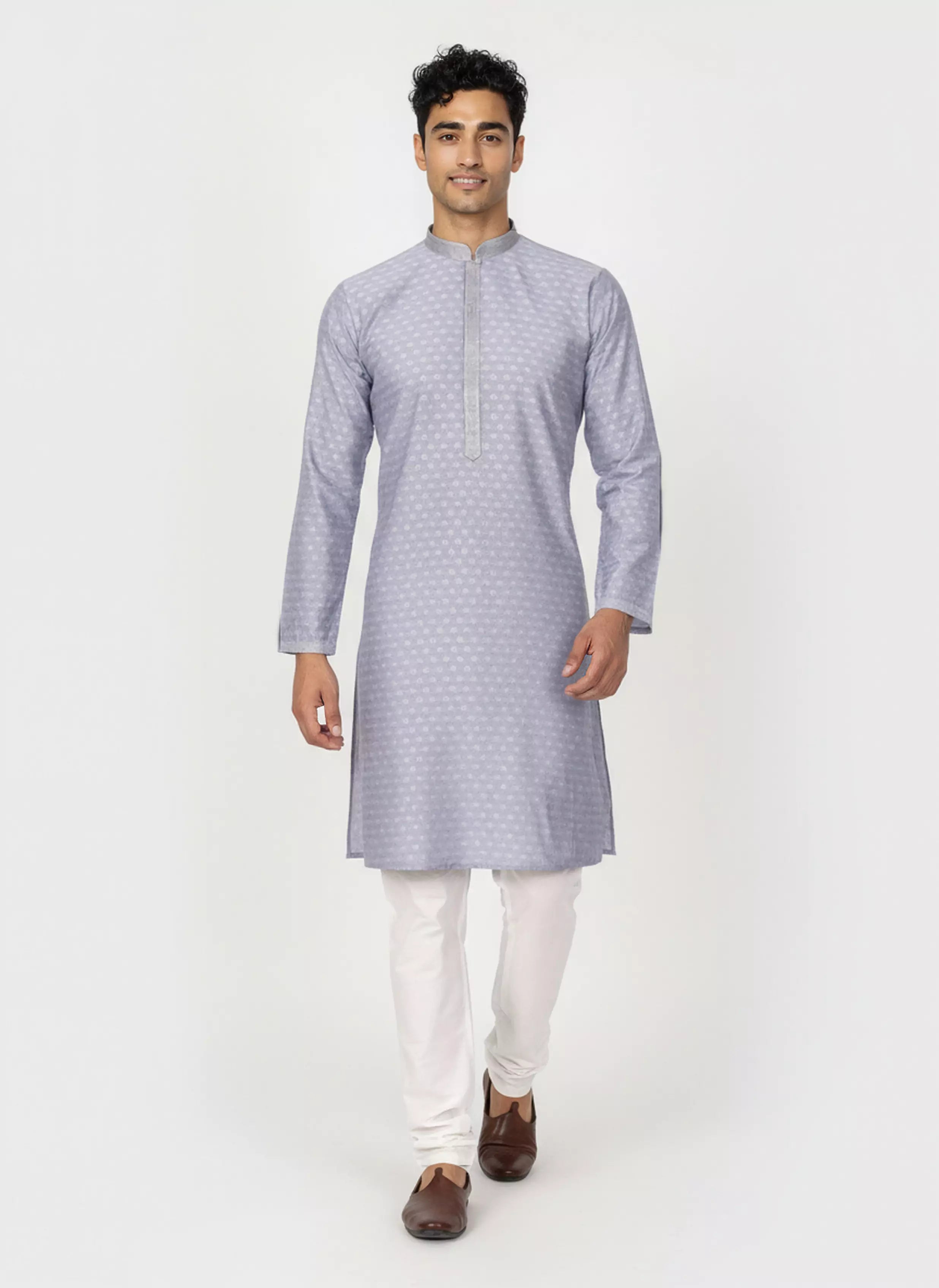 Self Thread with Zari Booti's Jacquard Kurta Pyjama Set