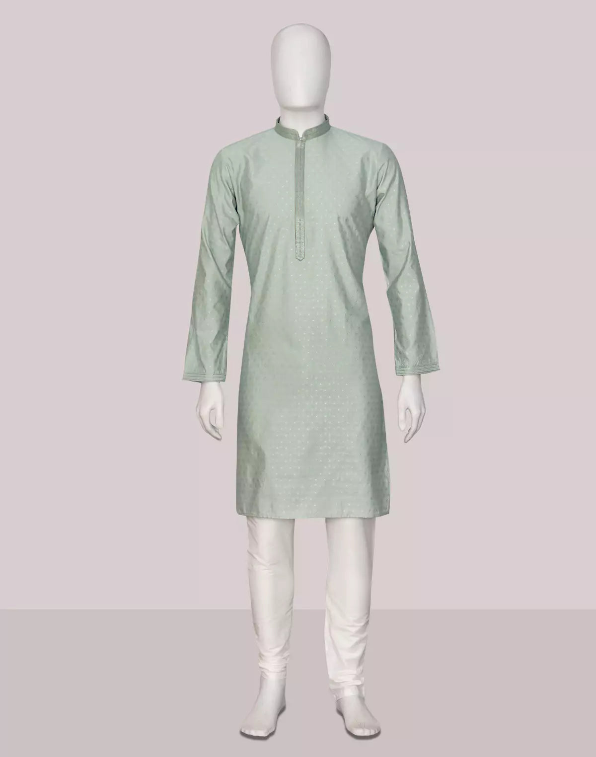 Image of Self Thread with Zari Booti's Jacquard Kurta Pyjama Set