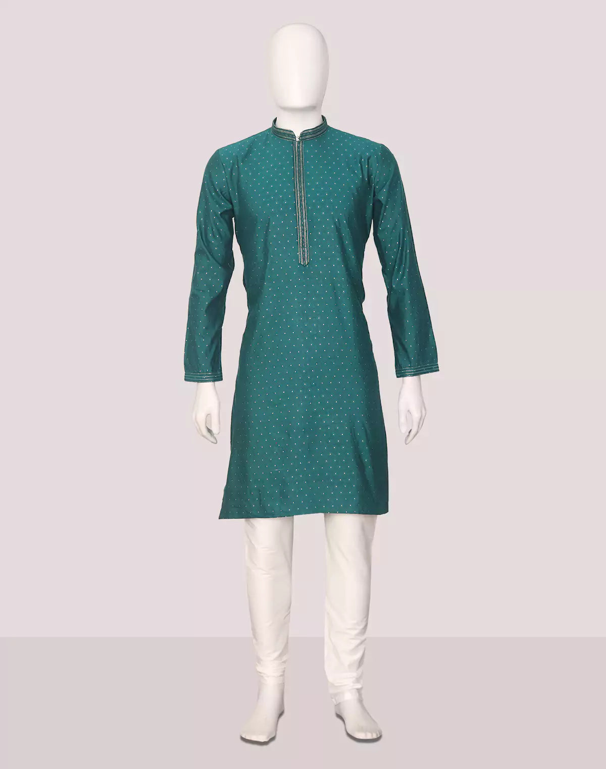 Self Thread with Zari Booti's Jacquard Kurta Pyjama Set