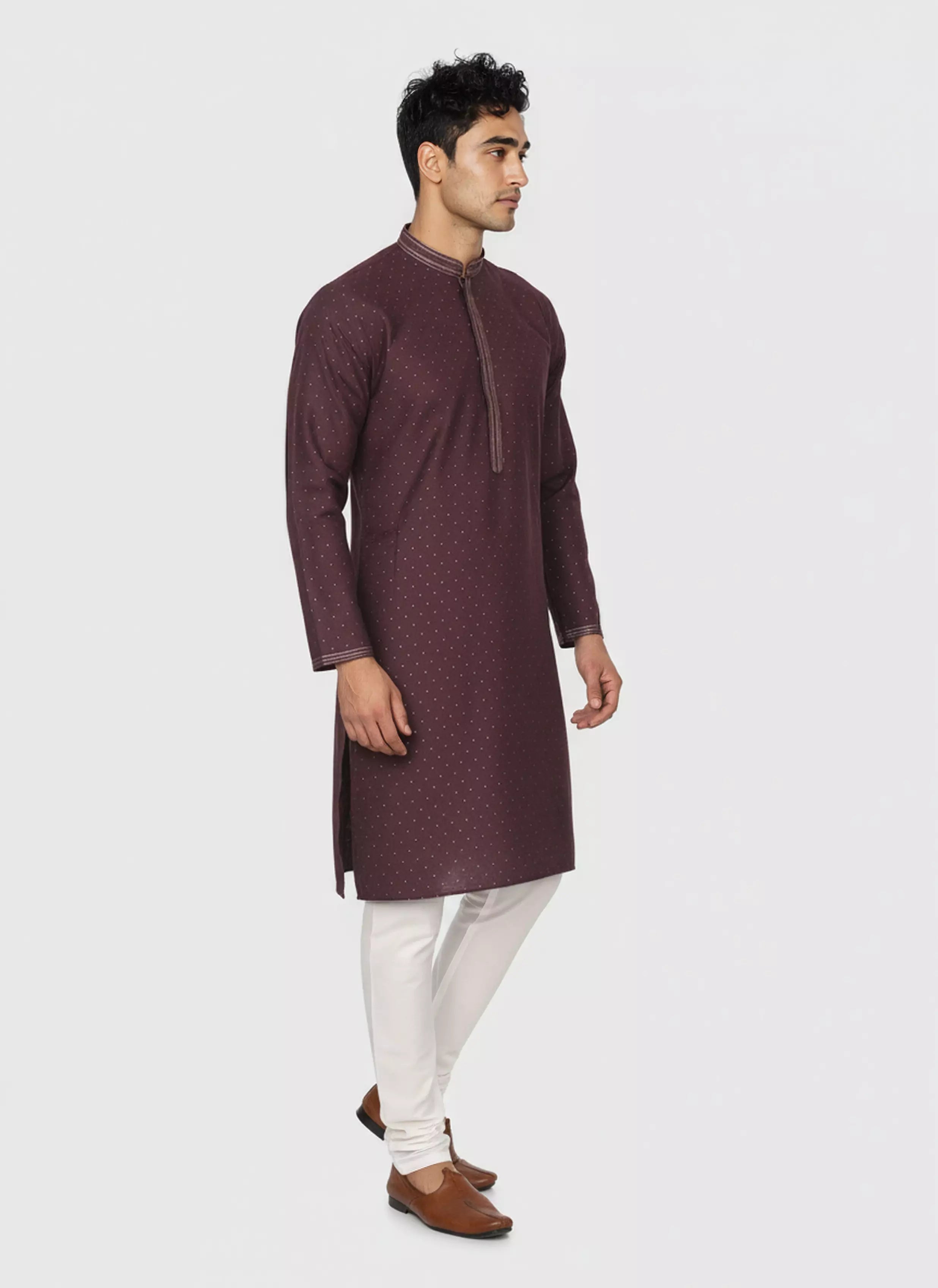 Self Thread with Zari Booti's Jacquard Kurta Pyjama Set