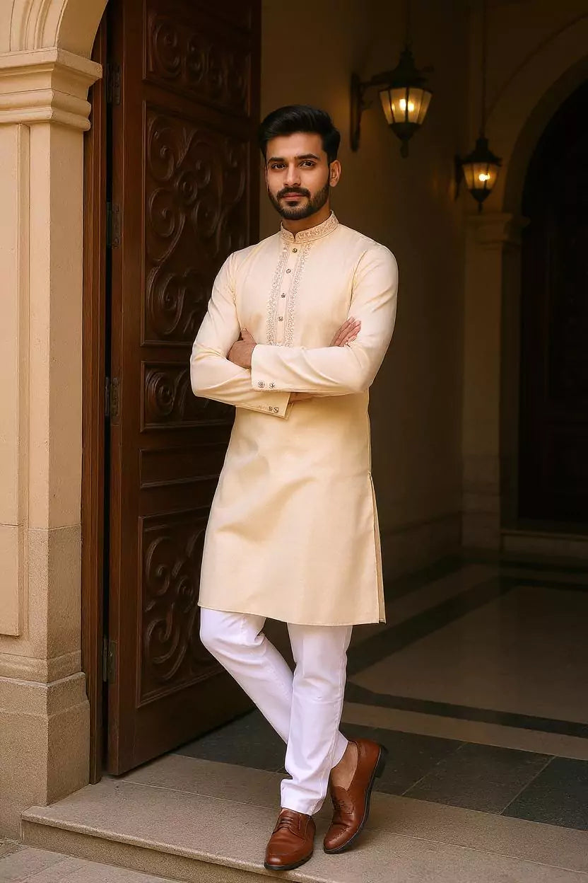 Self Design Thread work Classic Kurta with Pajama Set