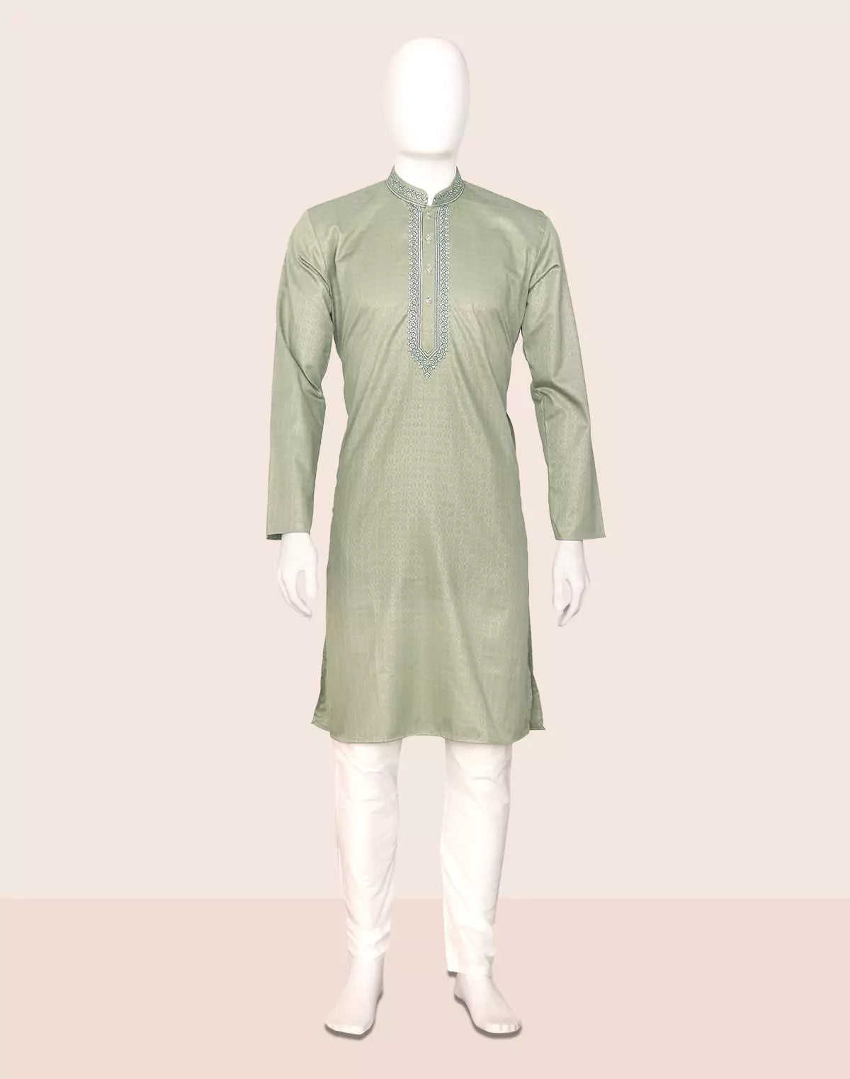 Image of Pista Self Patterned Cotton Kuta Pyjama Set