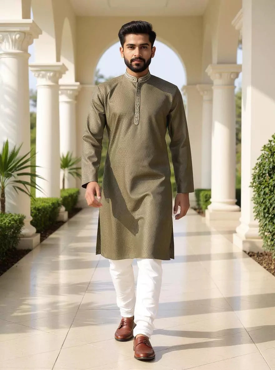 Image of Self Geometric Cotton Casual Kurta and Pyjamas