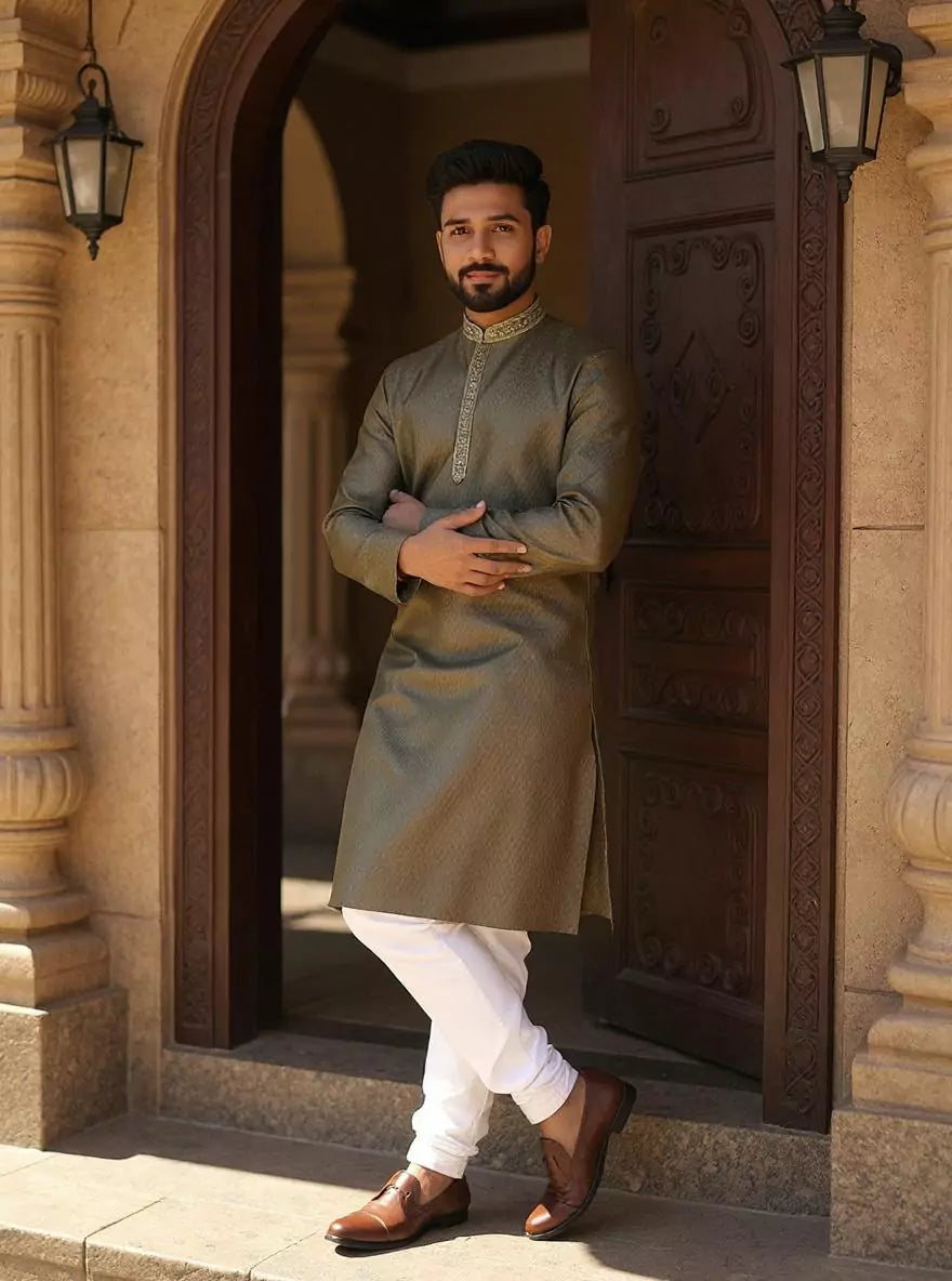 Image of Self Geometric Cotton Casual Kurta and Pyjamas