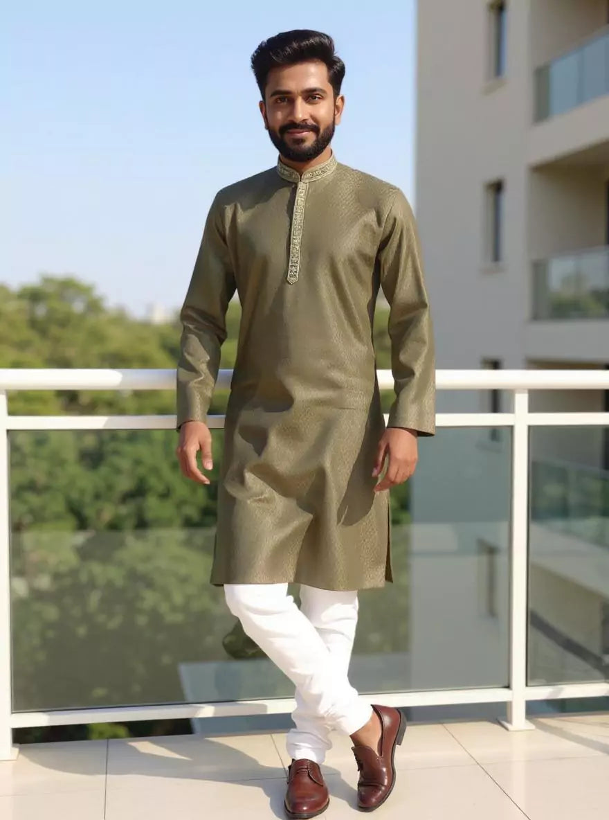 Image of Self Geometric Cotton Casual Kurta and Pyjamas