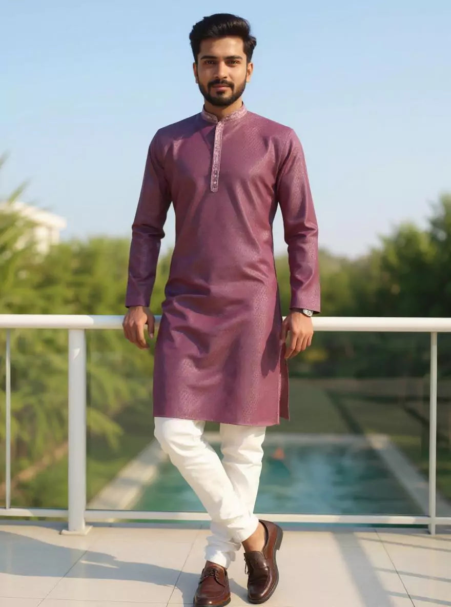 Image of Self Geometric Cotton Casual Kurta and Pyjamas