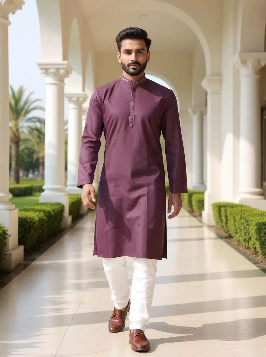 Image of Self Geometric Cotton Casual Kurta and Pyjamas
