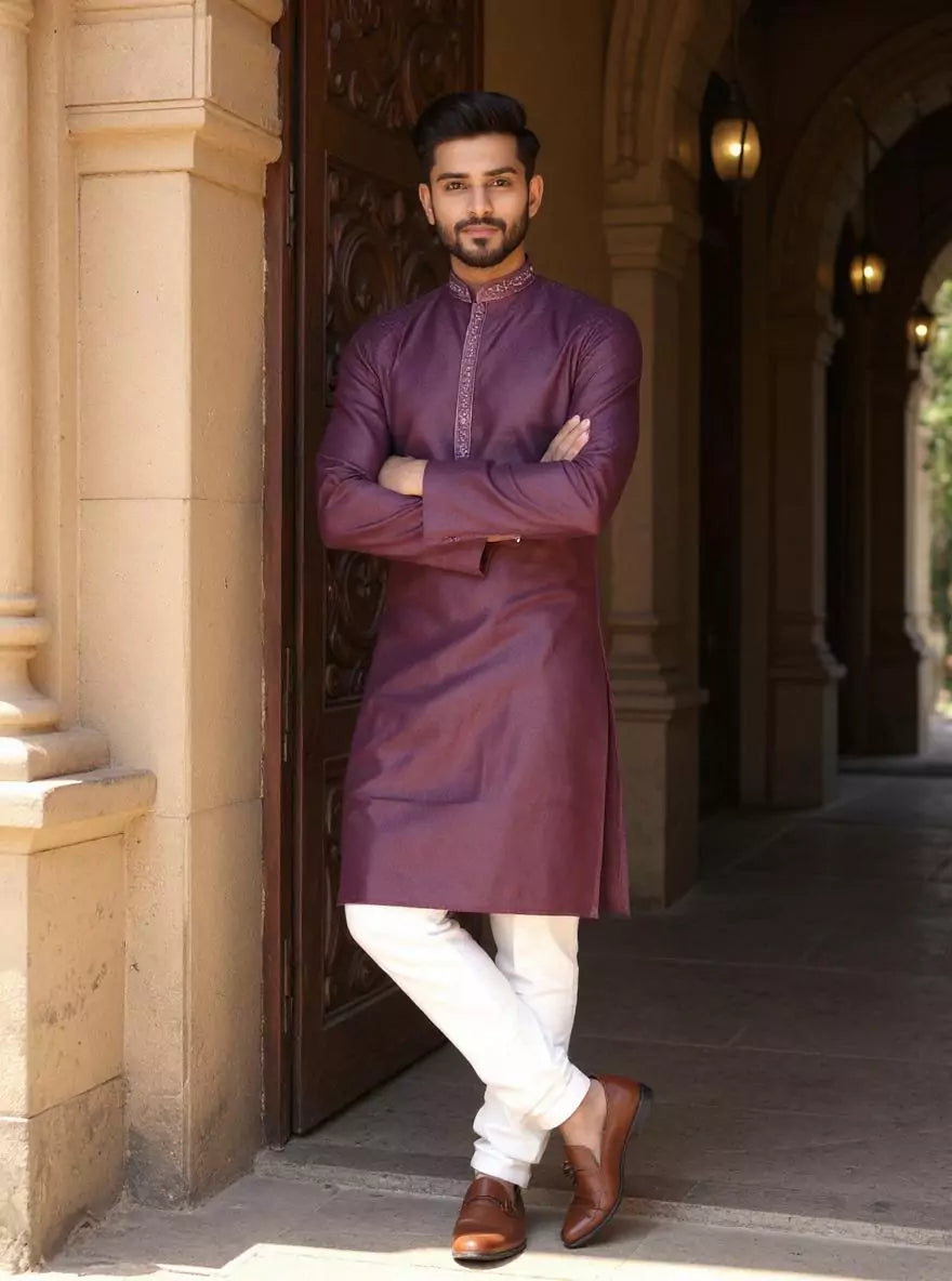 Image of Self Geometric Cotton Casual Kurta and Pyjamas