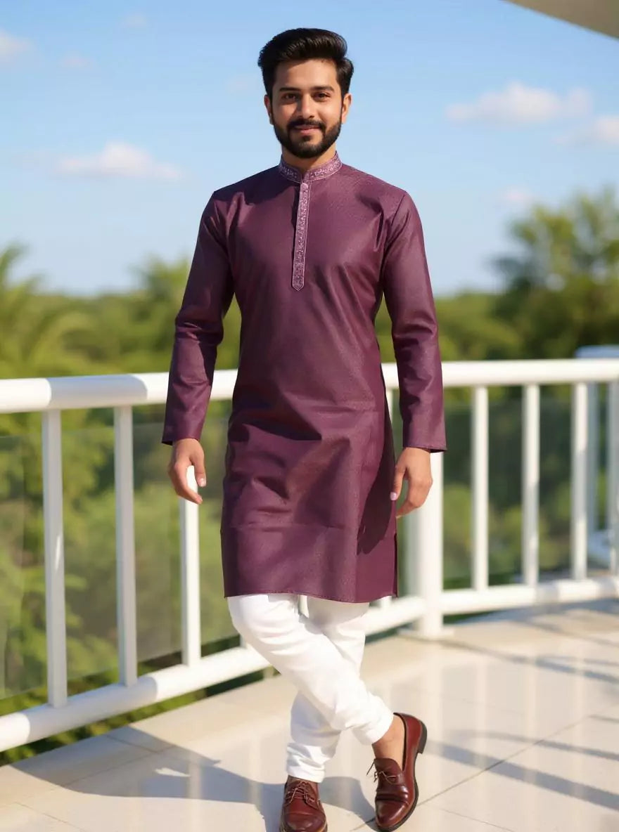Image of Self Geometric Cotton Casual Kurta and Pyjamas