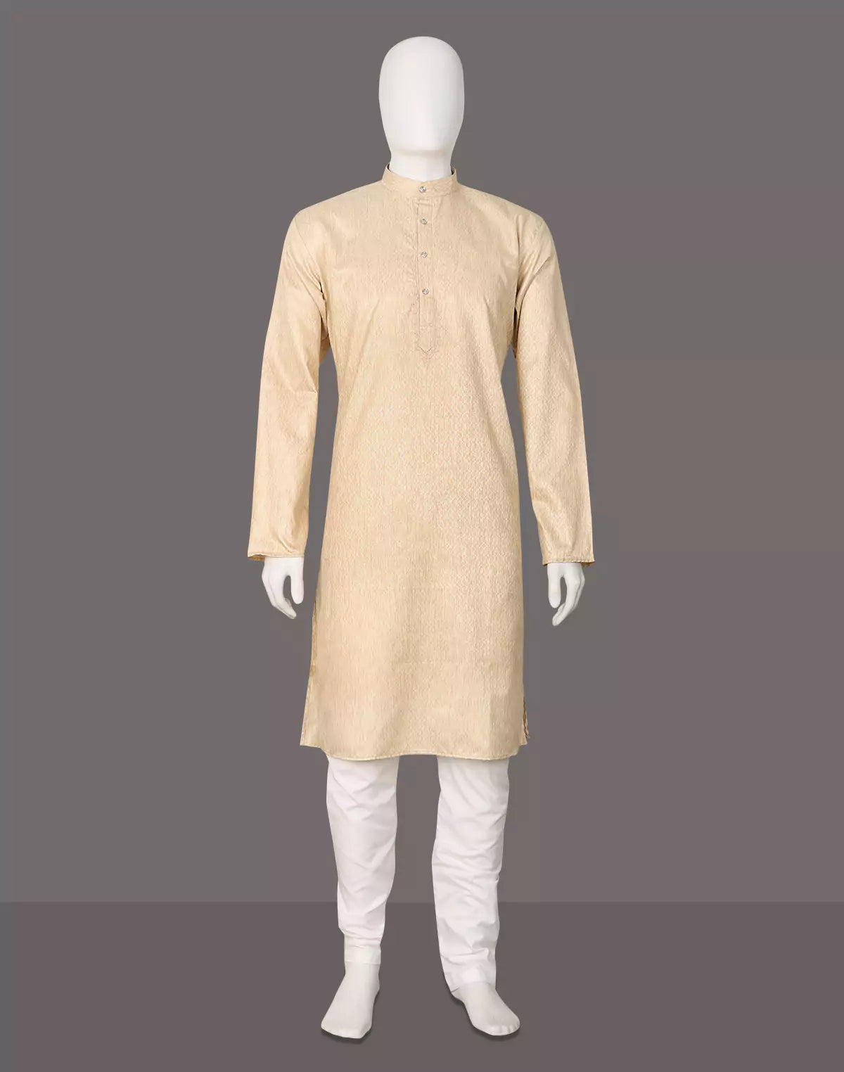 Image of Cotton Self Design Weaving Kurta and Pyjama Set