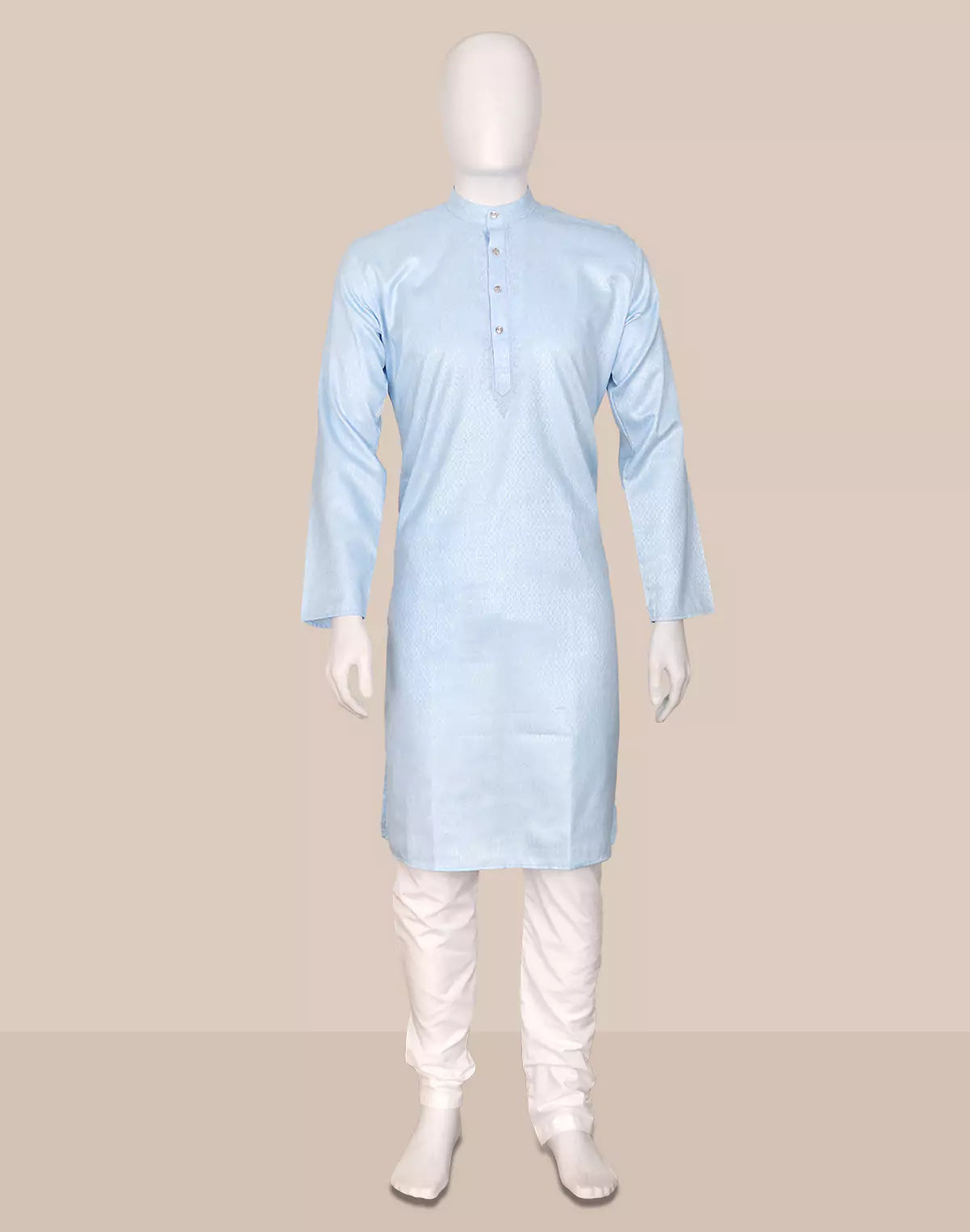 Image of Cotton Self Design Weaving Kurta and Pyjama Set