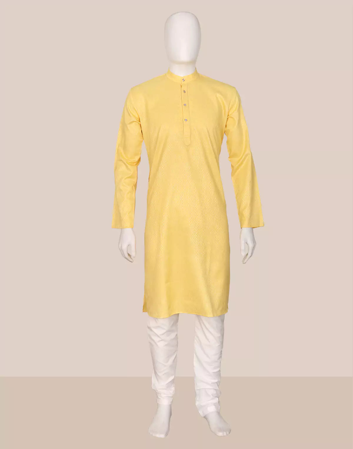 Image of Cotton Self Design Weaving Kurta and Pyjama Set