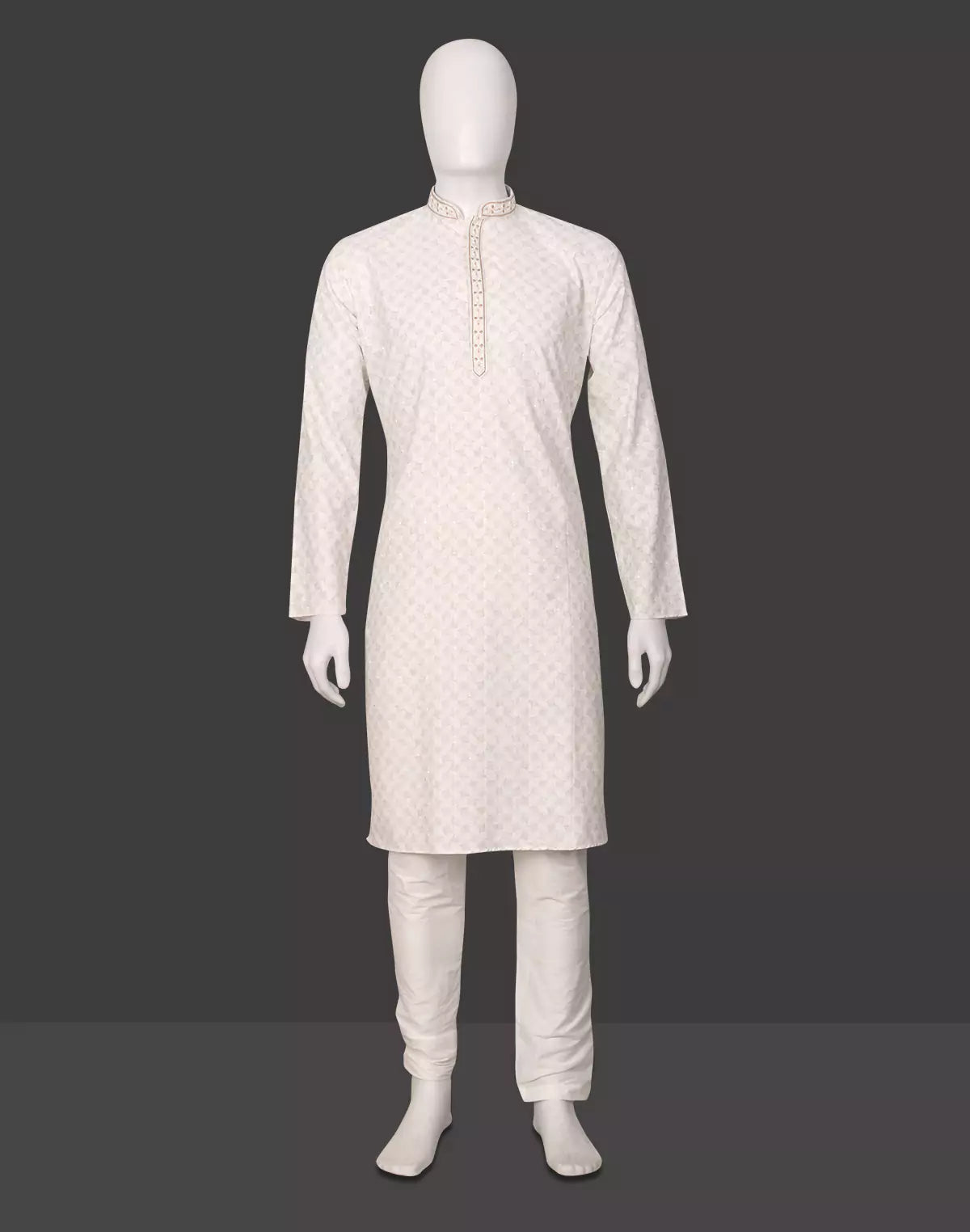 Image of Botanical Print Men's Cotton Kurta Pyjama Set