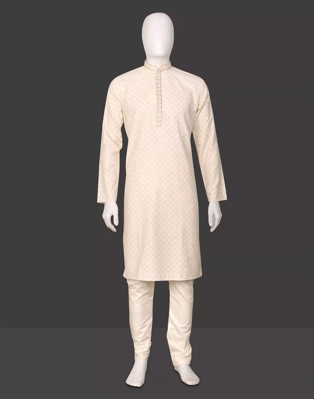 Image of Botanical Print Men's Cotton Kurta Pyjama Set