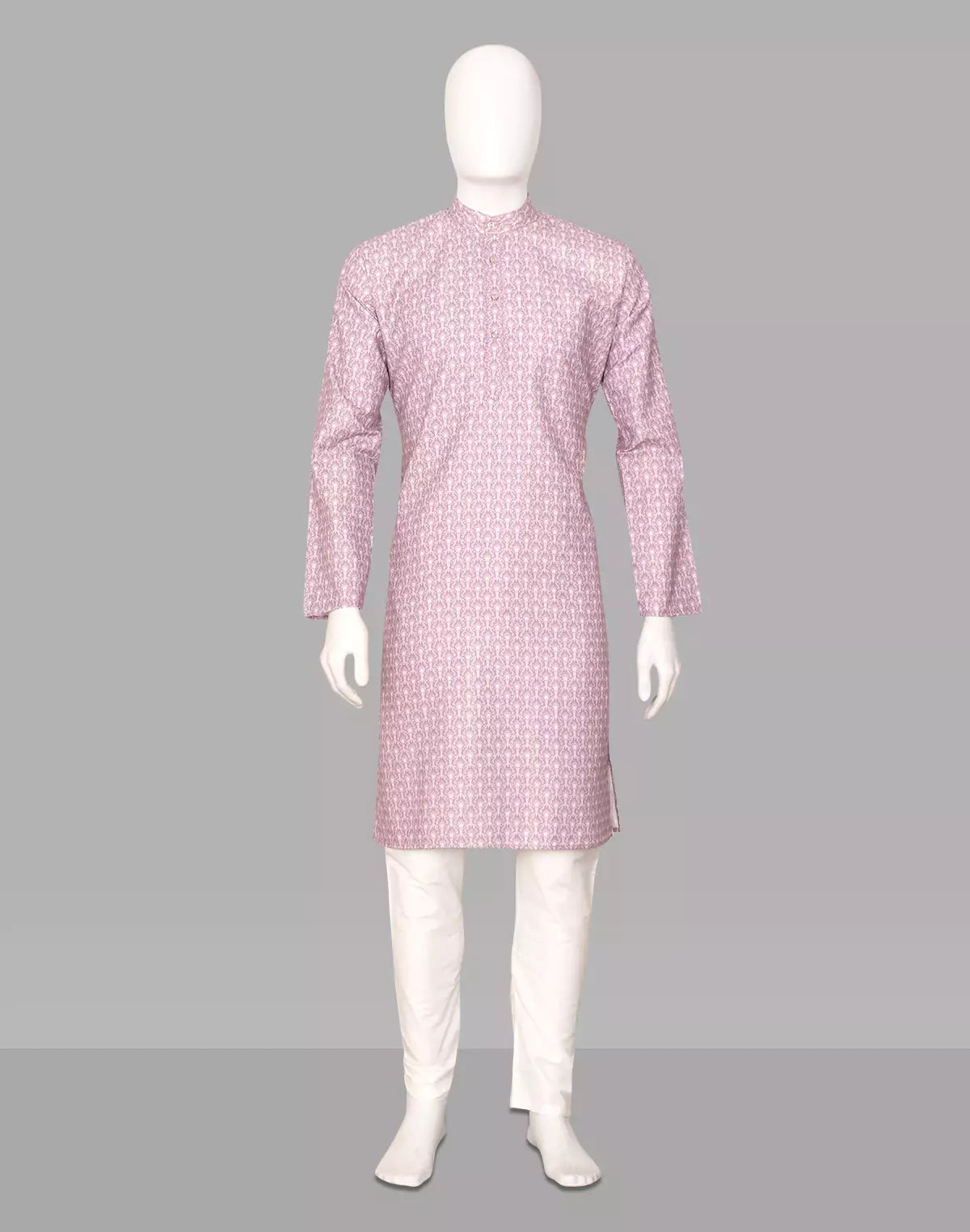 Image of Giza Cotton Floral Printed Onion Color Kurta Set
