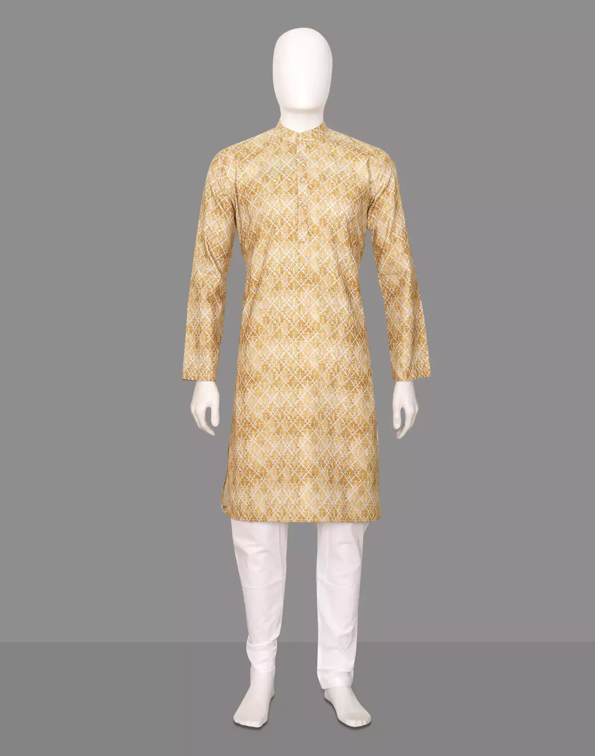 Image of Rust Coloured Floral Printed Cotton Kurta Pyjama Set