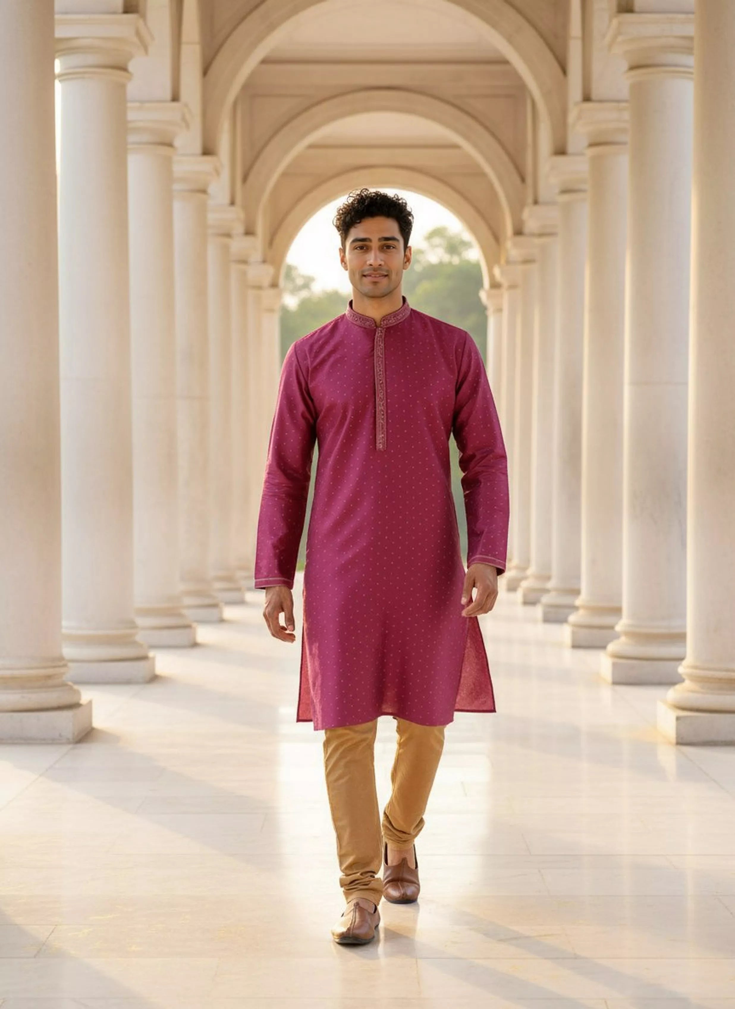 Self Design with Zari Bootis Jacquard Kurta Pajamas