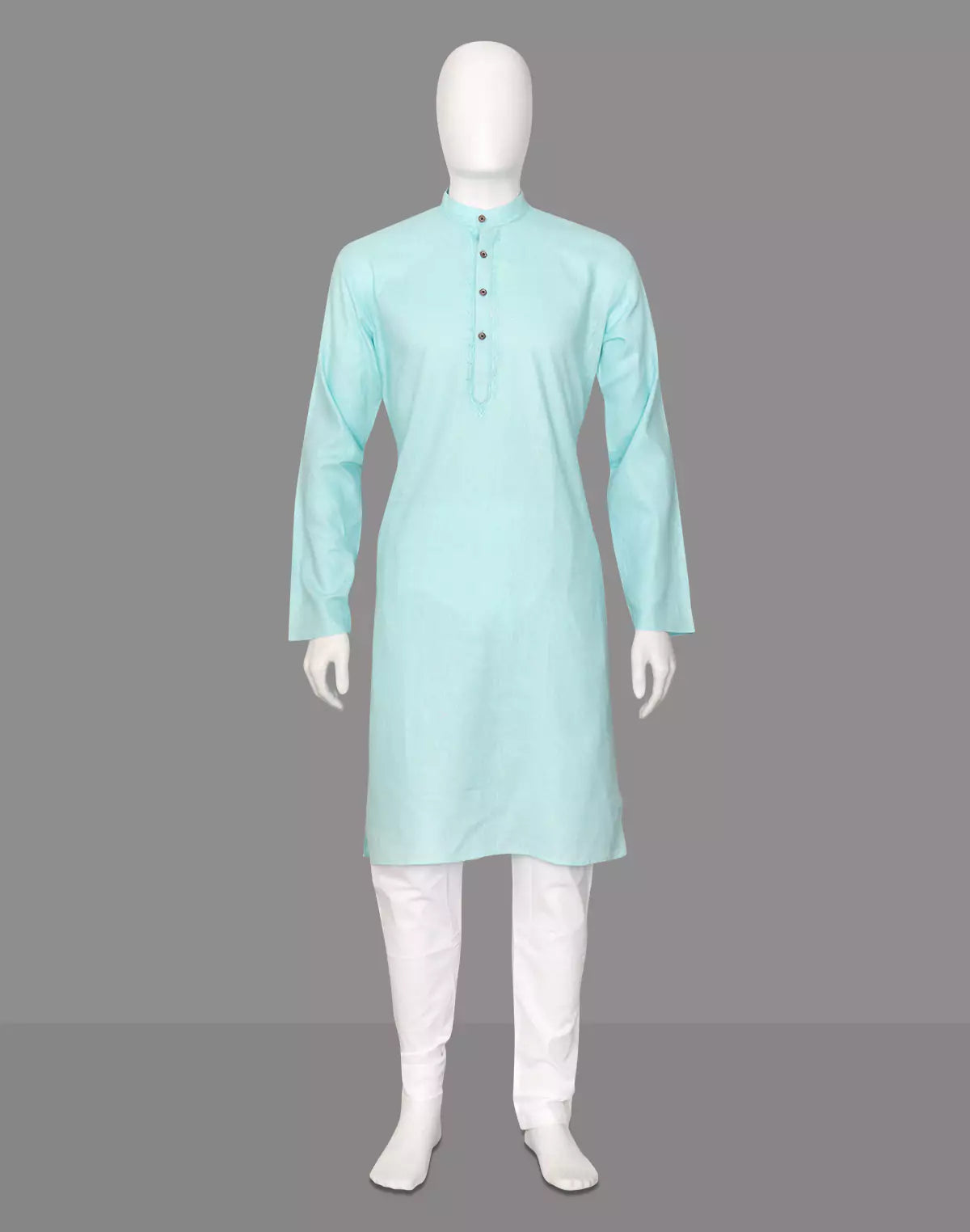 Image of Firozi Coloured Flex Cotton Kurta Pyjama Set