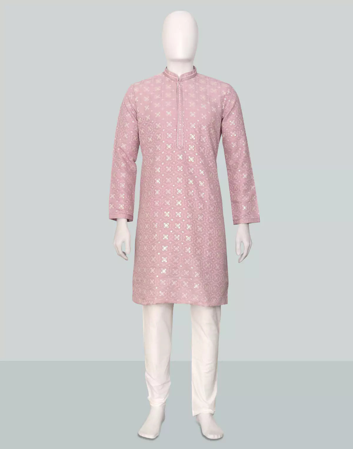 Image of Thread with Embellished work Floral Design Cotton Silk Kurta Pajama