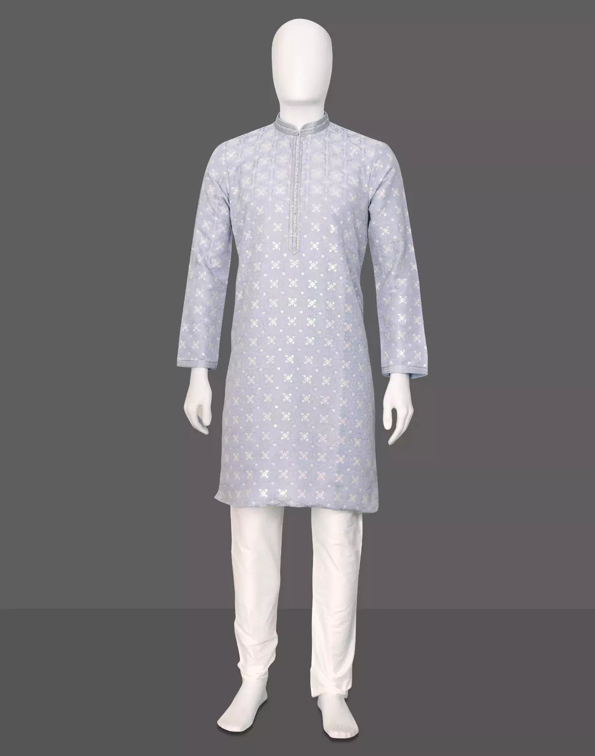 Image of Thread with Embellished work Floral Design Cotton Silk Kurta Pajama