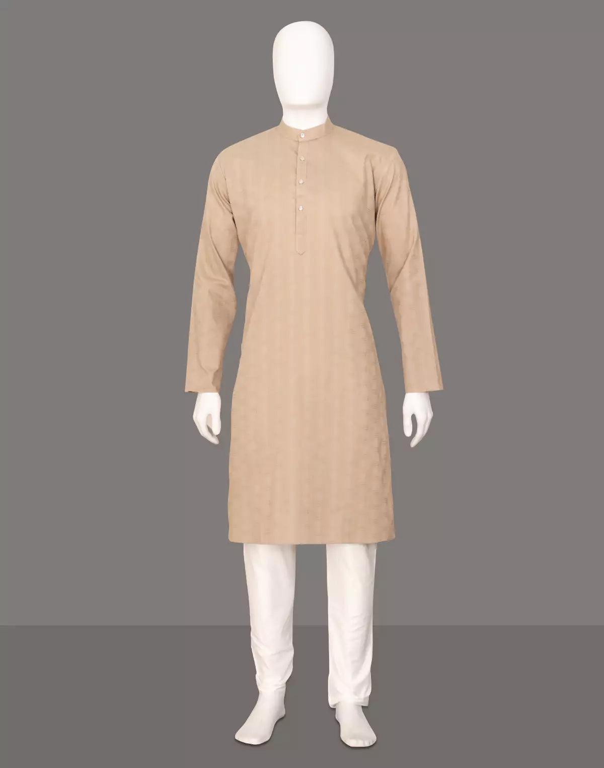 Image of Self Patterned Soft Cotton Weaving Kurta Pyjama Set