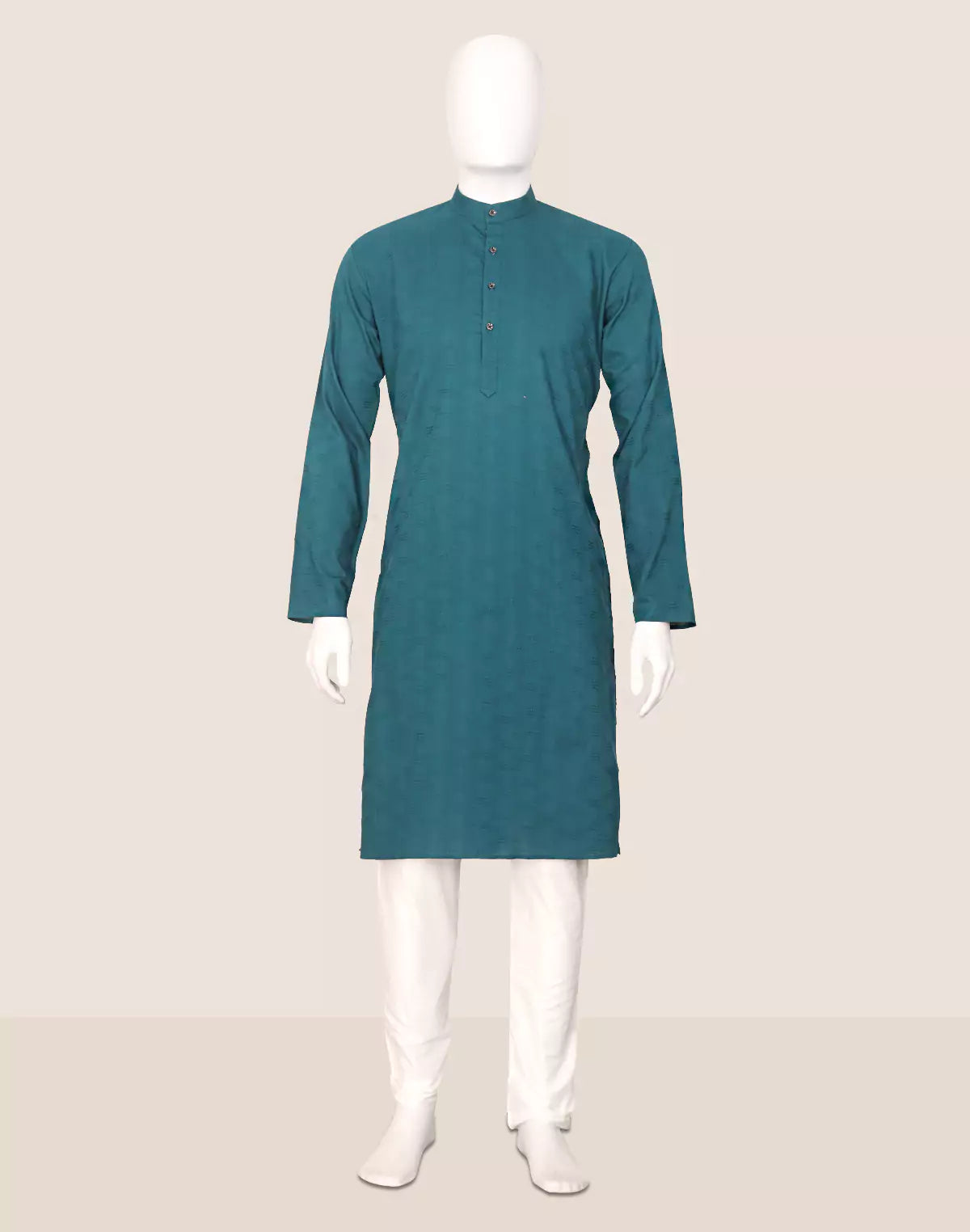 Image of Self Patterned Soft Cotton Weaving Kurta Pyjama Set