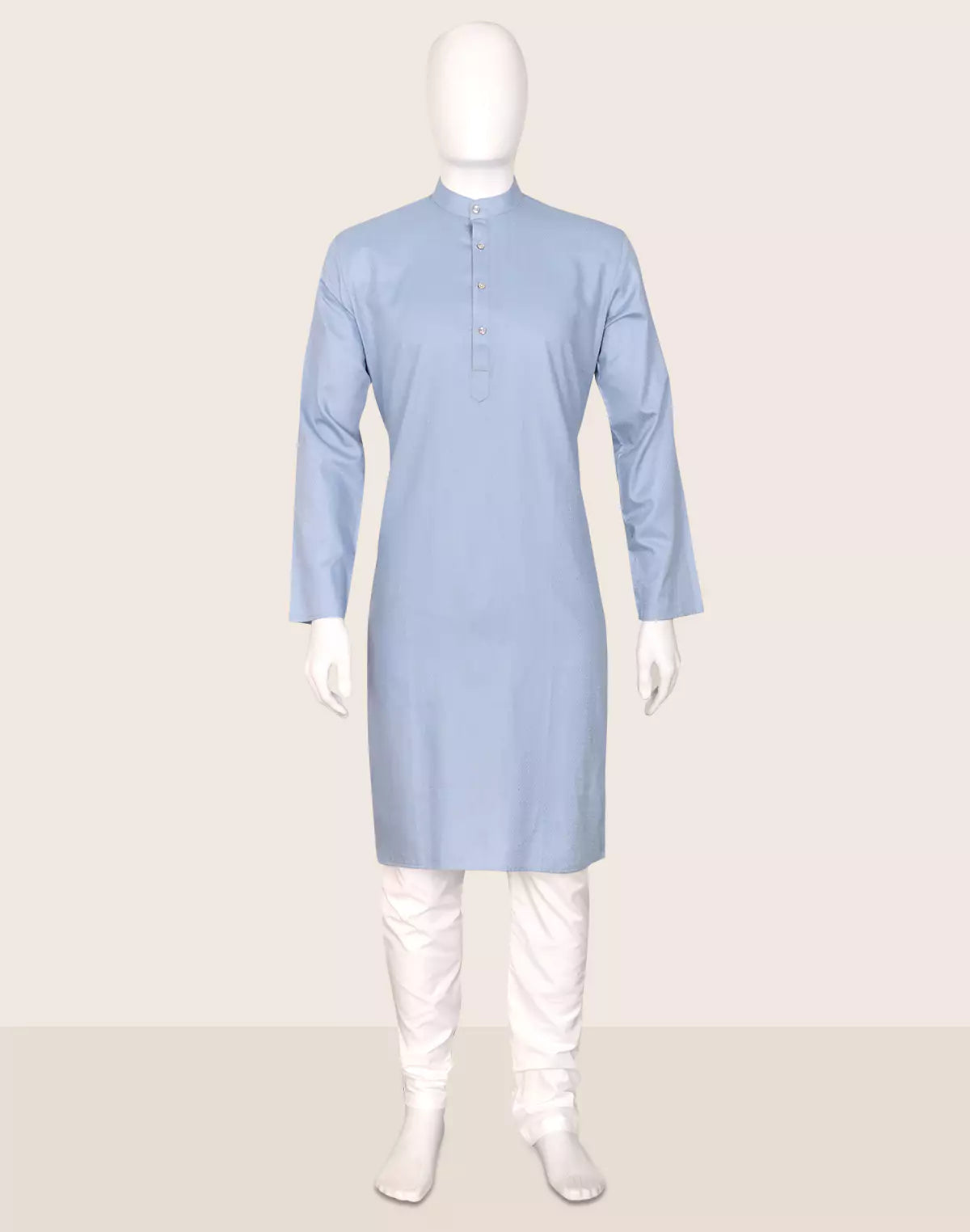 Image of Self Geometric Weaving Cotton Kurta with Pyjama
