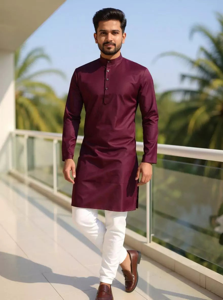 Image of Self Geometric Weaving Cotton Kurta with Pyjama