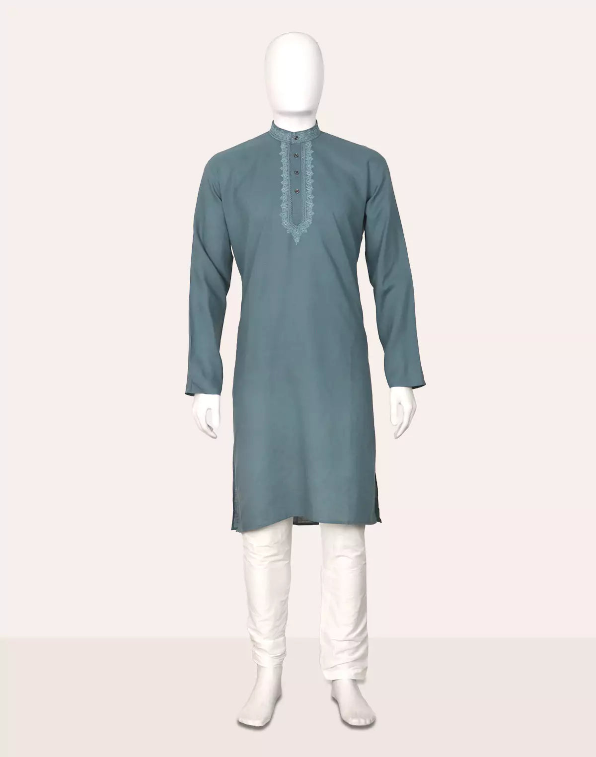 Image of Cotton Plain Casual Kurta Pyjama Set