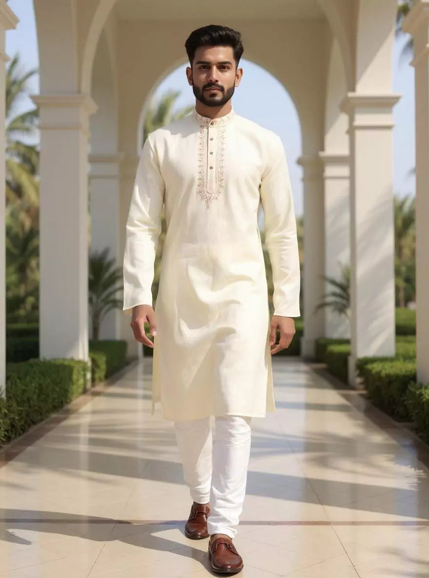 Cotton Plain Casual Kurta Pyjama Set