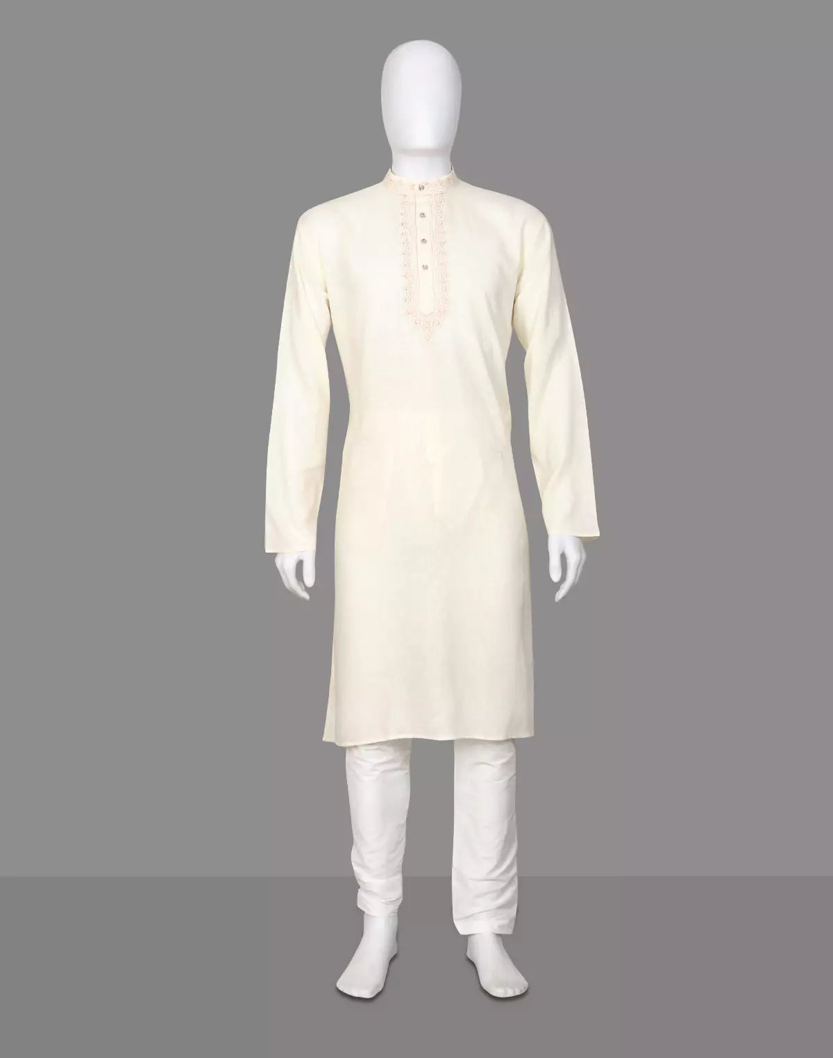 Image of Cotton Plain Casual Kurta Pyjama Set