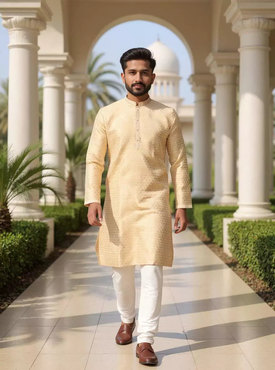 Jacquard Floral Kurta and Pyjama Set