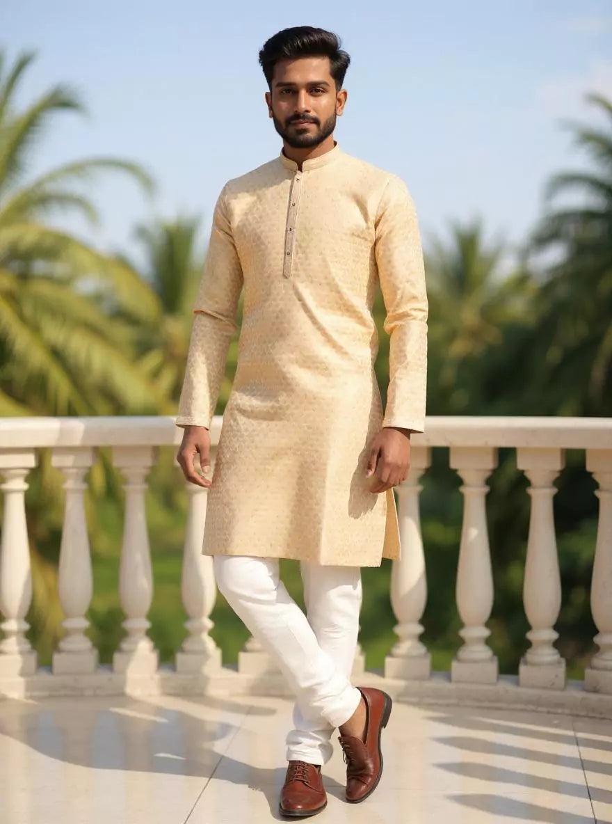 Jacquard Floral Kurta and Pyjama Set