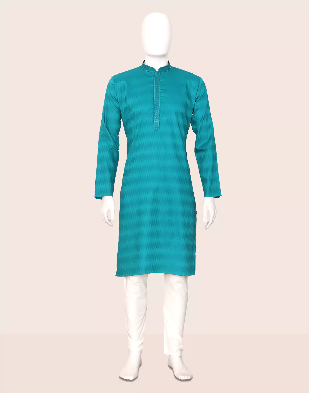 Image of Self Pattern Giza Cotton Kurta Pyjama