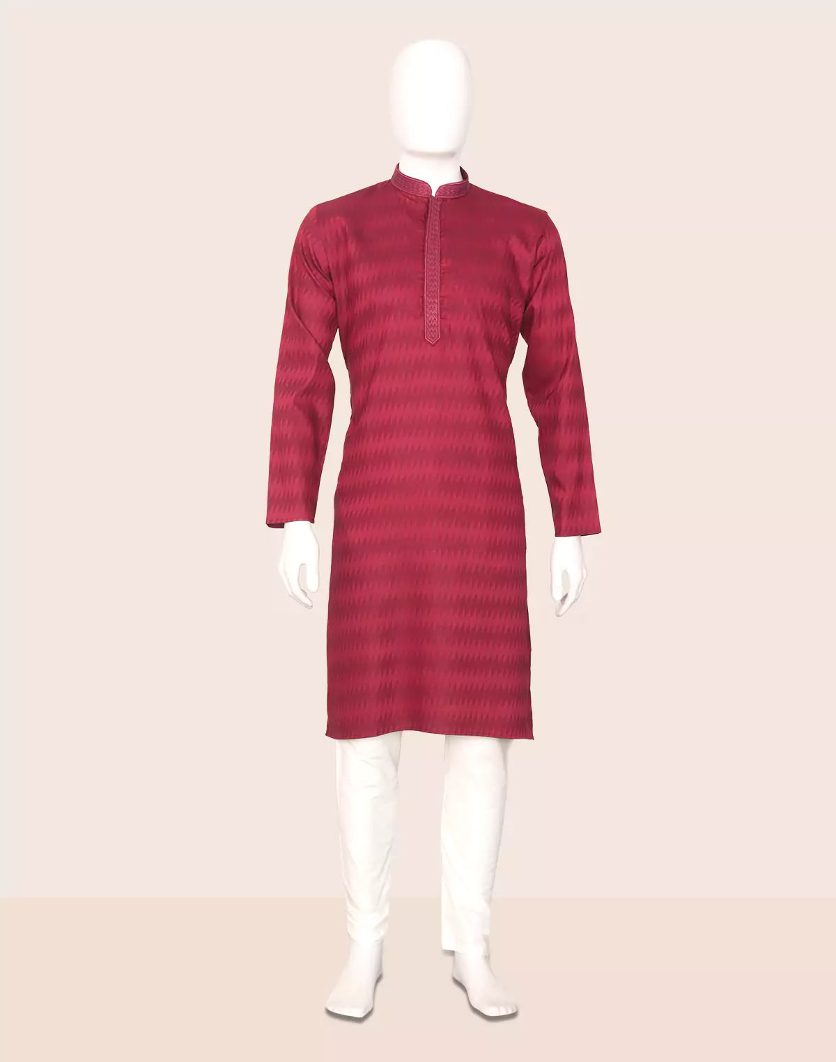 Image of Self Pattern Giza Cotton Kurta Pyjama