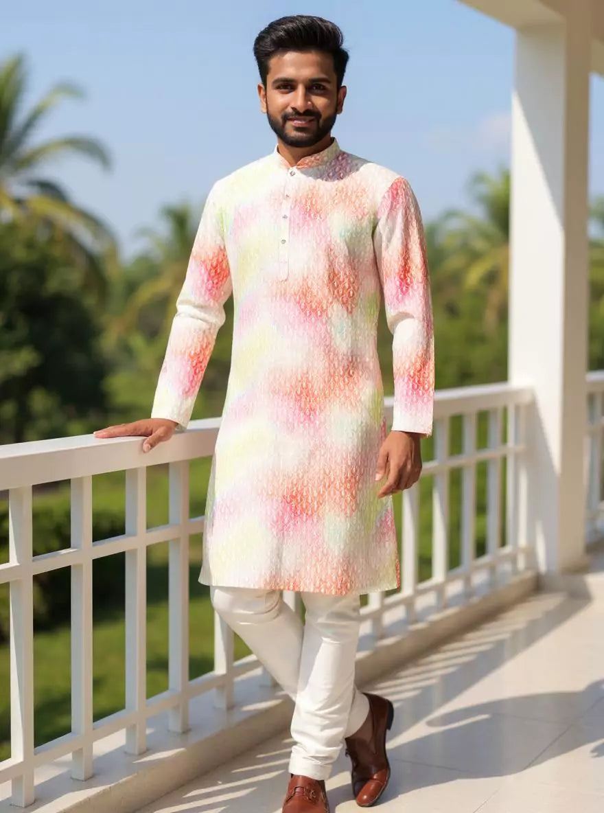Pink Floral Printed Cotton Kurta and Pyjama