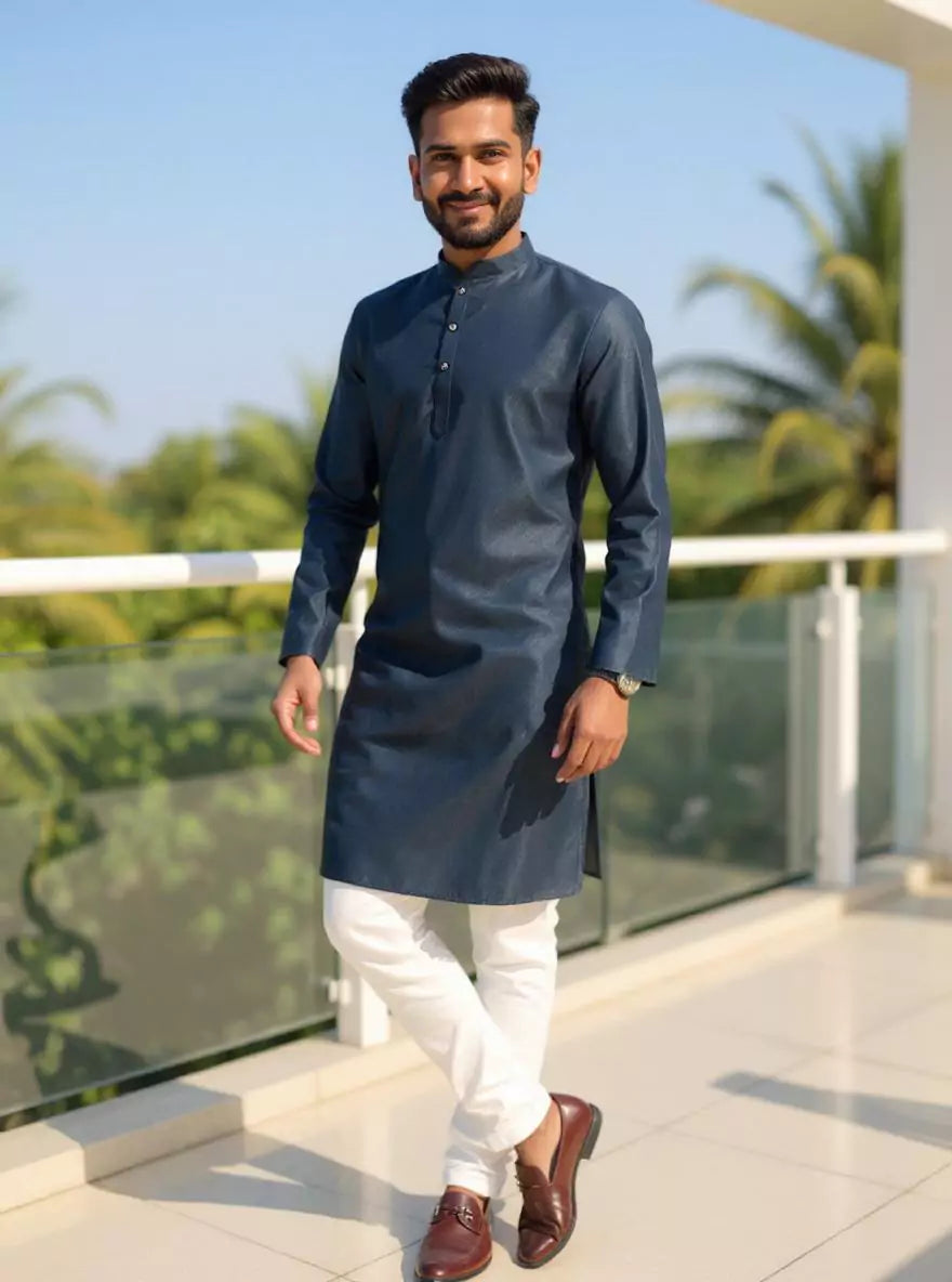 Image of Cotton Self Design Men's Kurta and Pyjamas