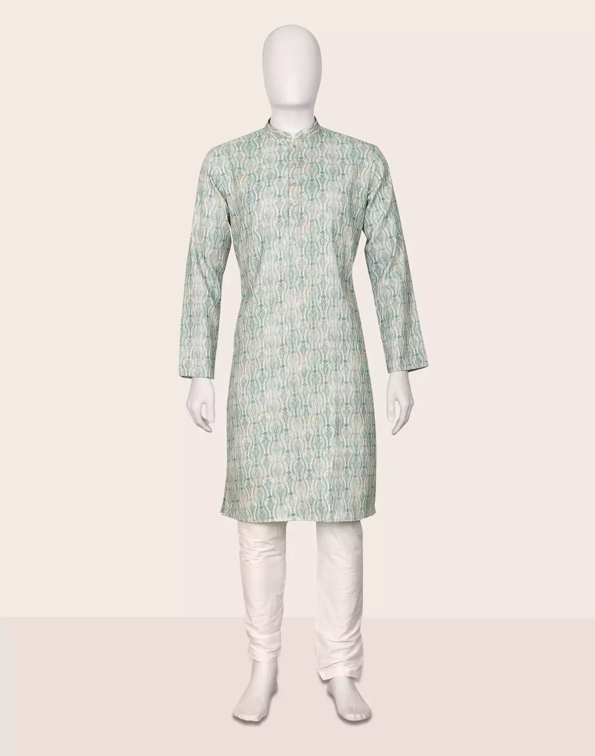 Image of Floral Printed Cotton Kurta with Pyjama Set