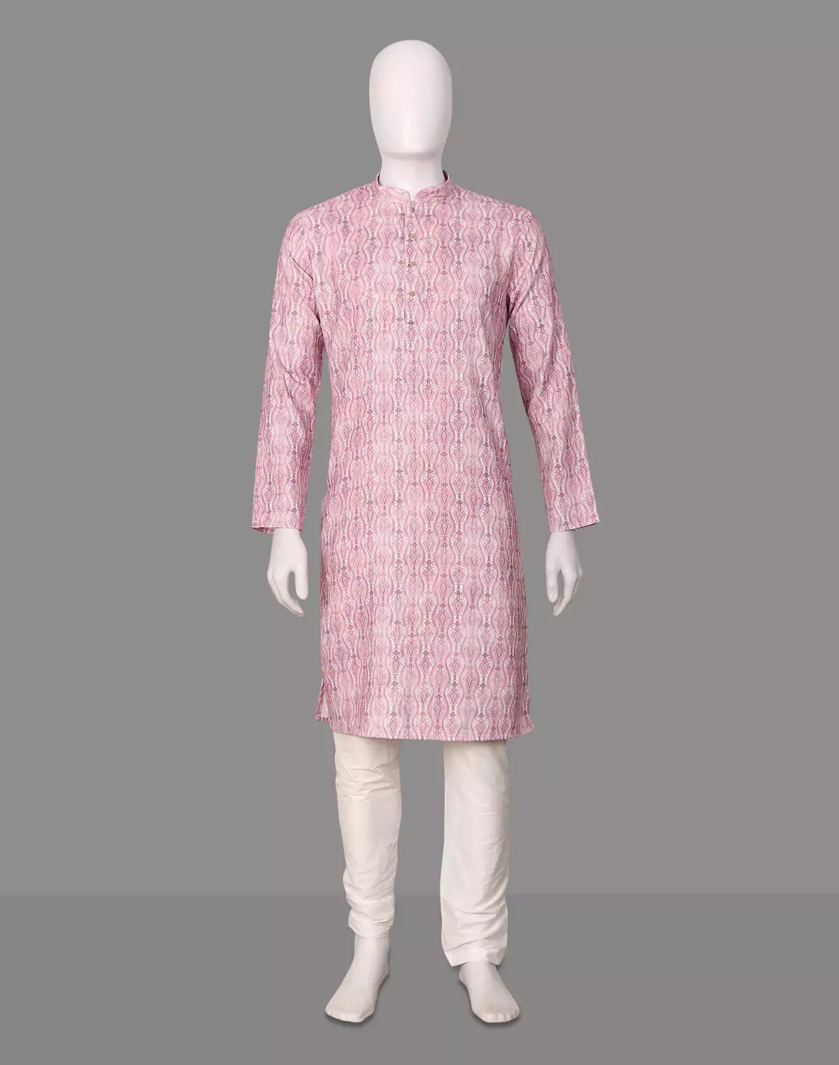 Image of Floral Printed Cotton Kurta with Pyjama Set