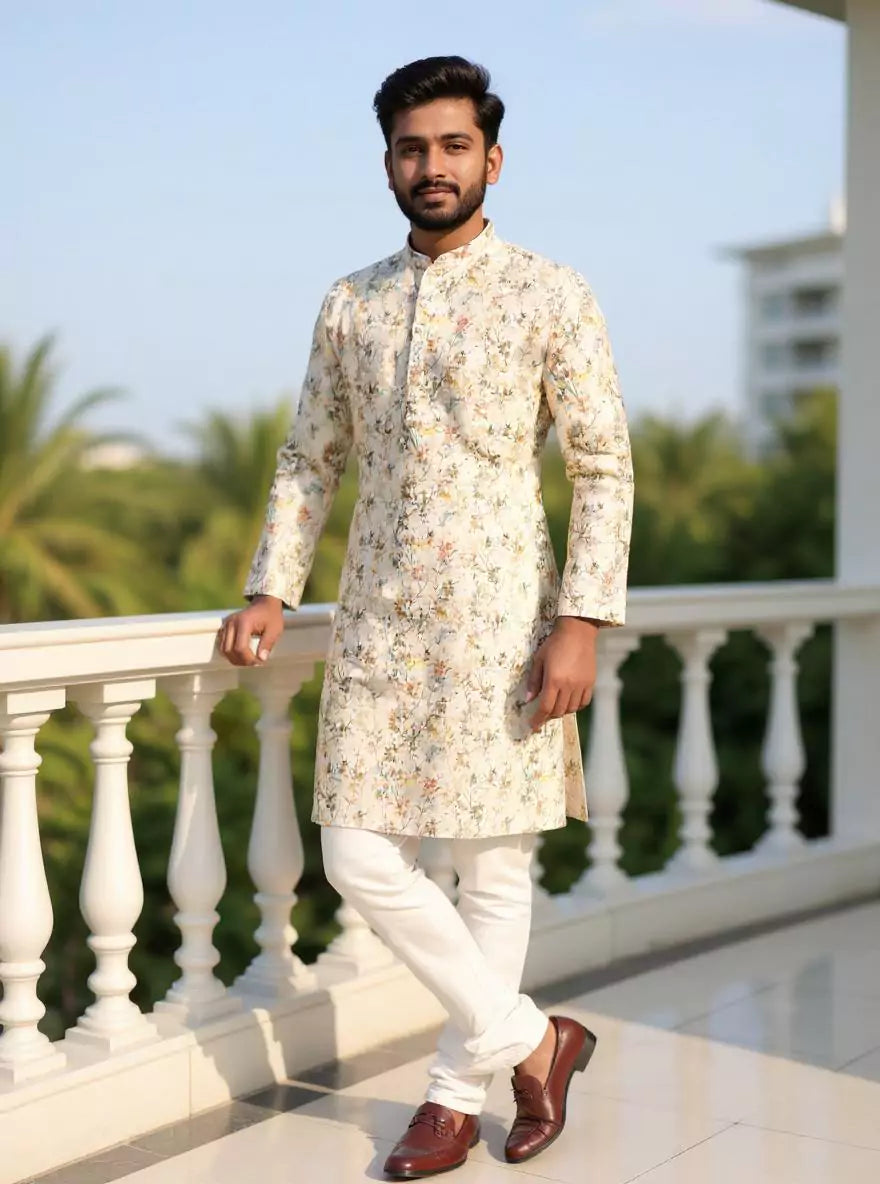 Digital Floral Printed Glaxo Cotton Kurta and Pyjama Set