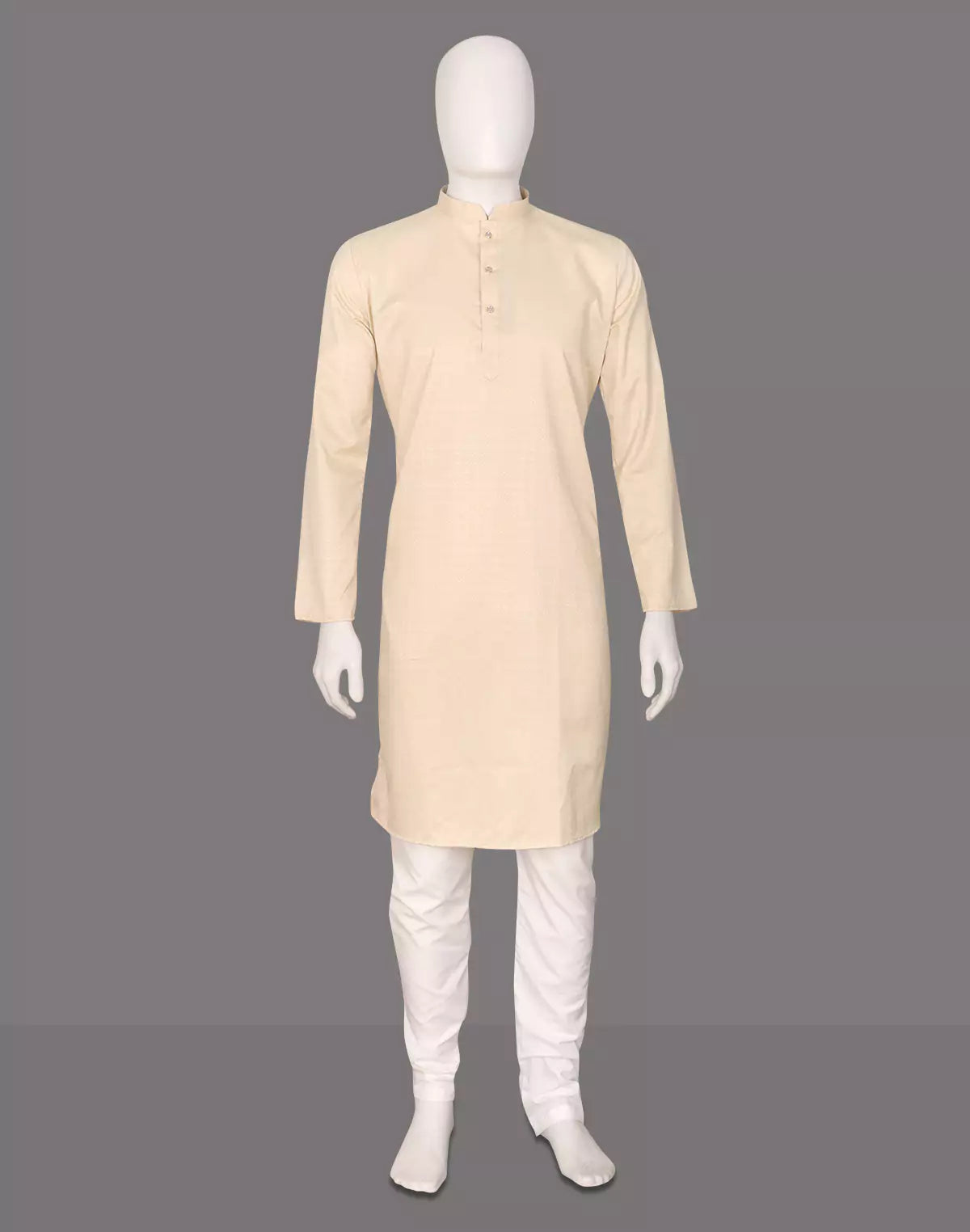 Image of Self Design Cotton Straight Men Kurta Pyjama