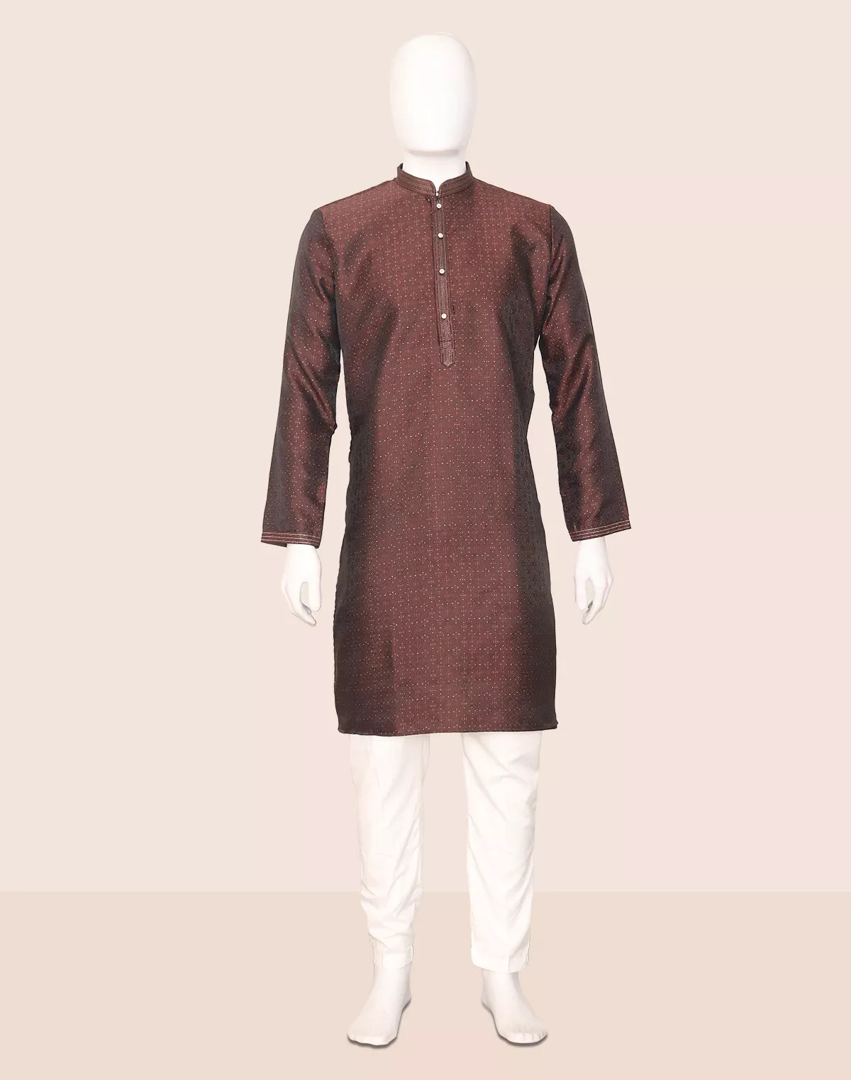 Image of Self Patterned Jacquard Kurta Pyjama Set for Men